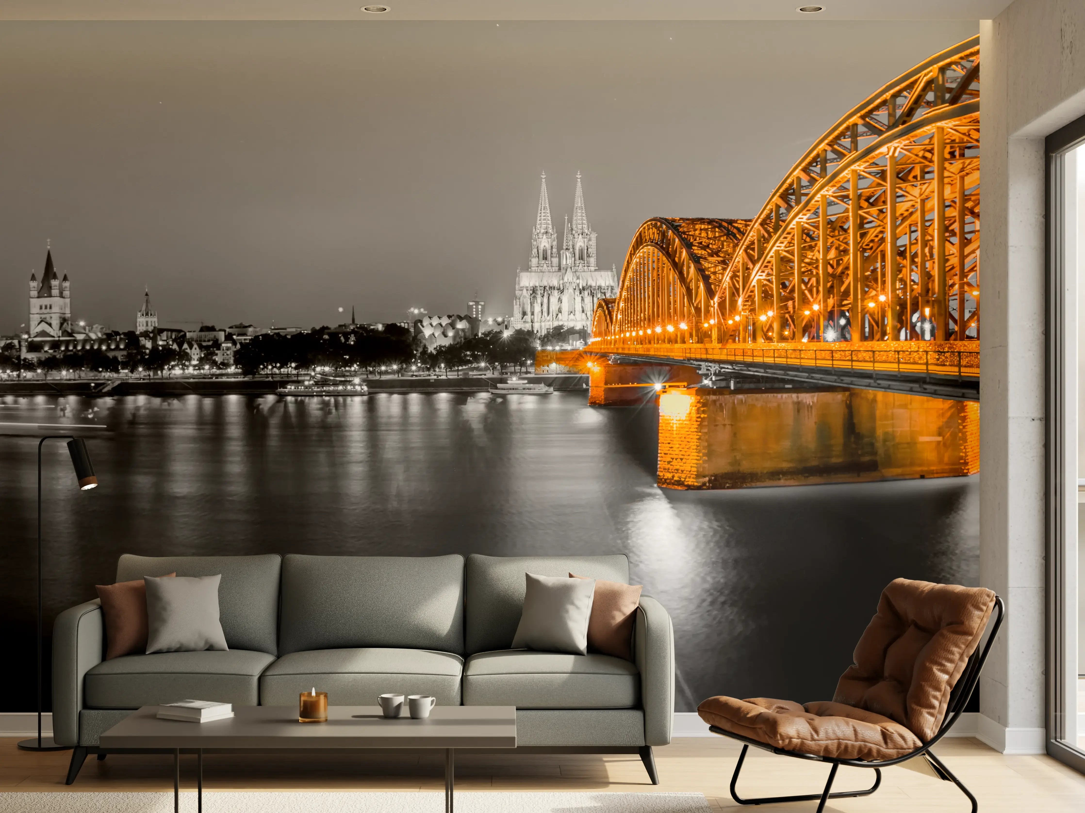 Wandverkleidung Wohnzimmer - Hohenzollernbrücke in Köln