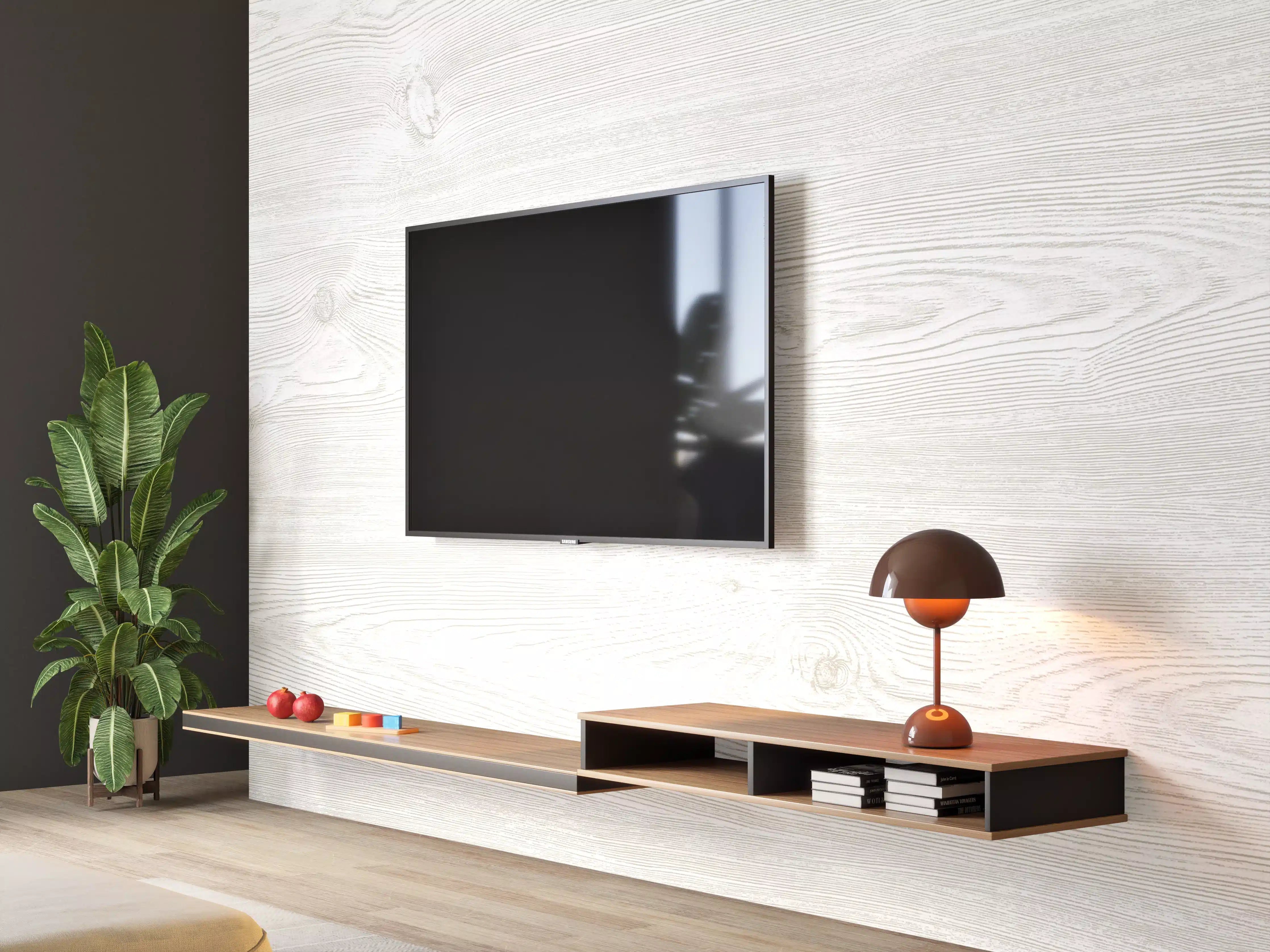 Wandverkleidung Wohnzimmer - Holzoptik - hell