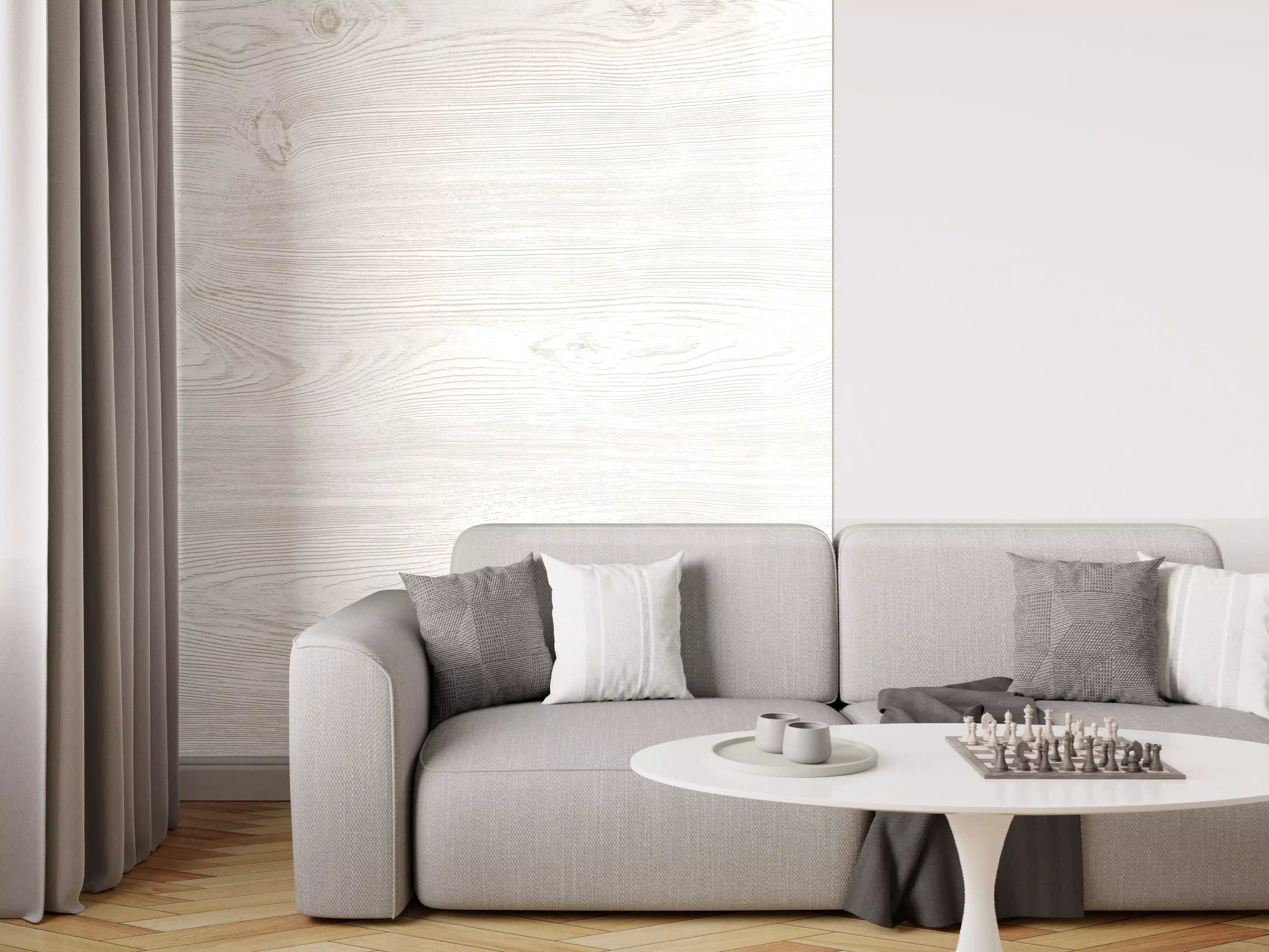 Wandverkleidung Wohnzimmer - Holzoptik - hell