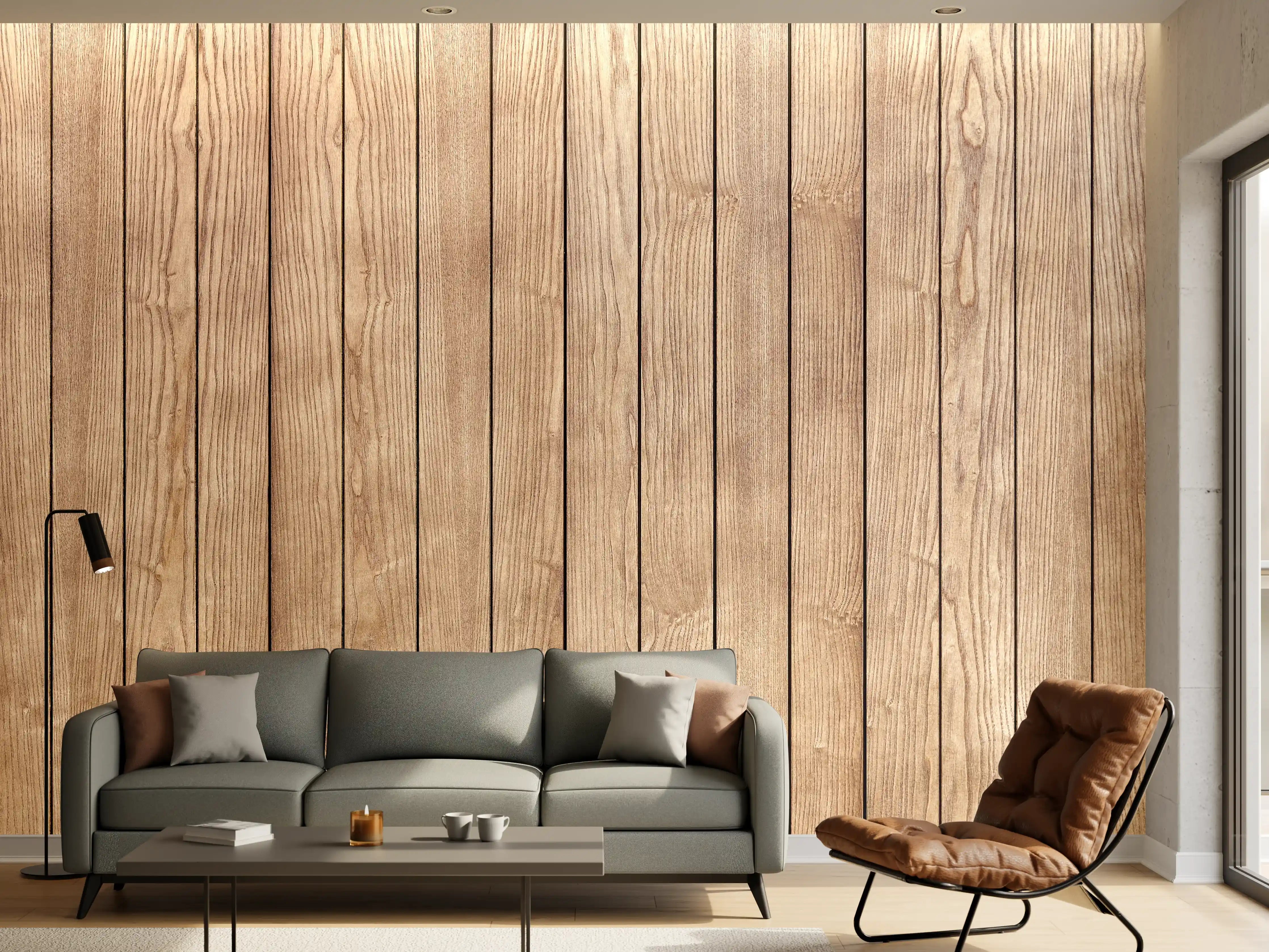 Wandverkleidung Wohnzimmer - Holzoptik Bodenbelag