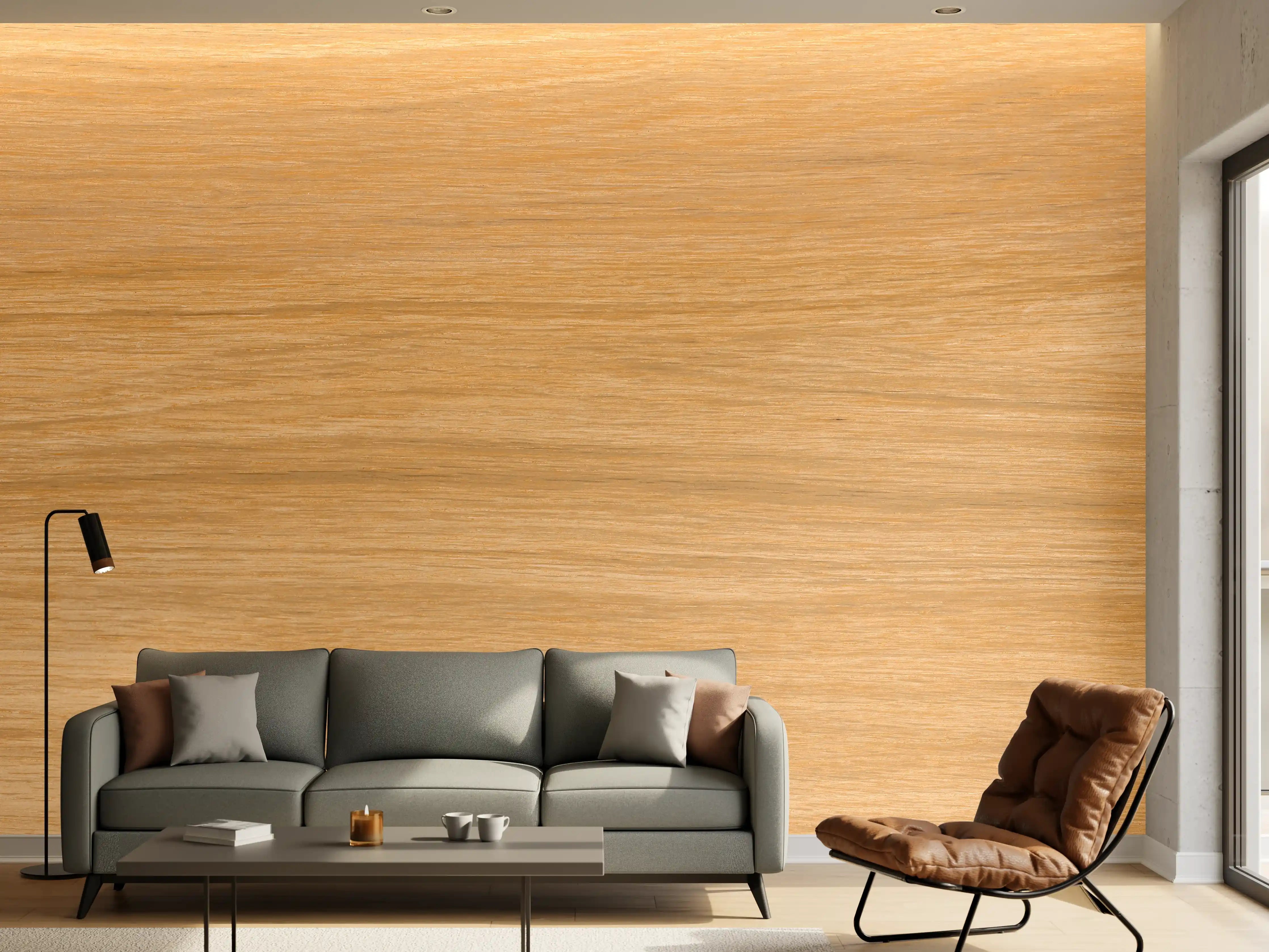 Wandverkleidung Wohnzimmer - Holzoptik Naturfarben