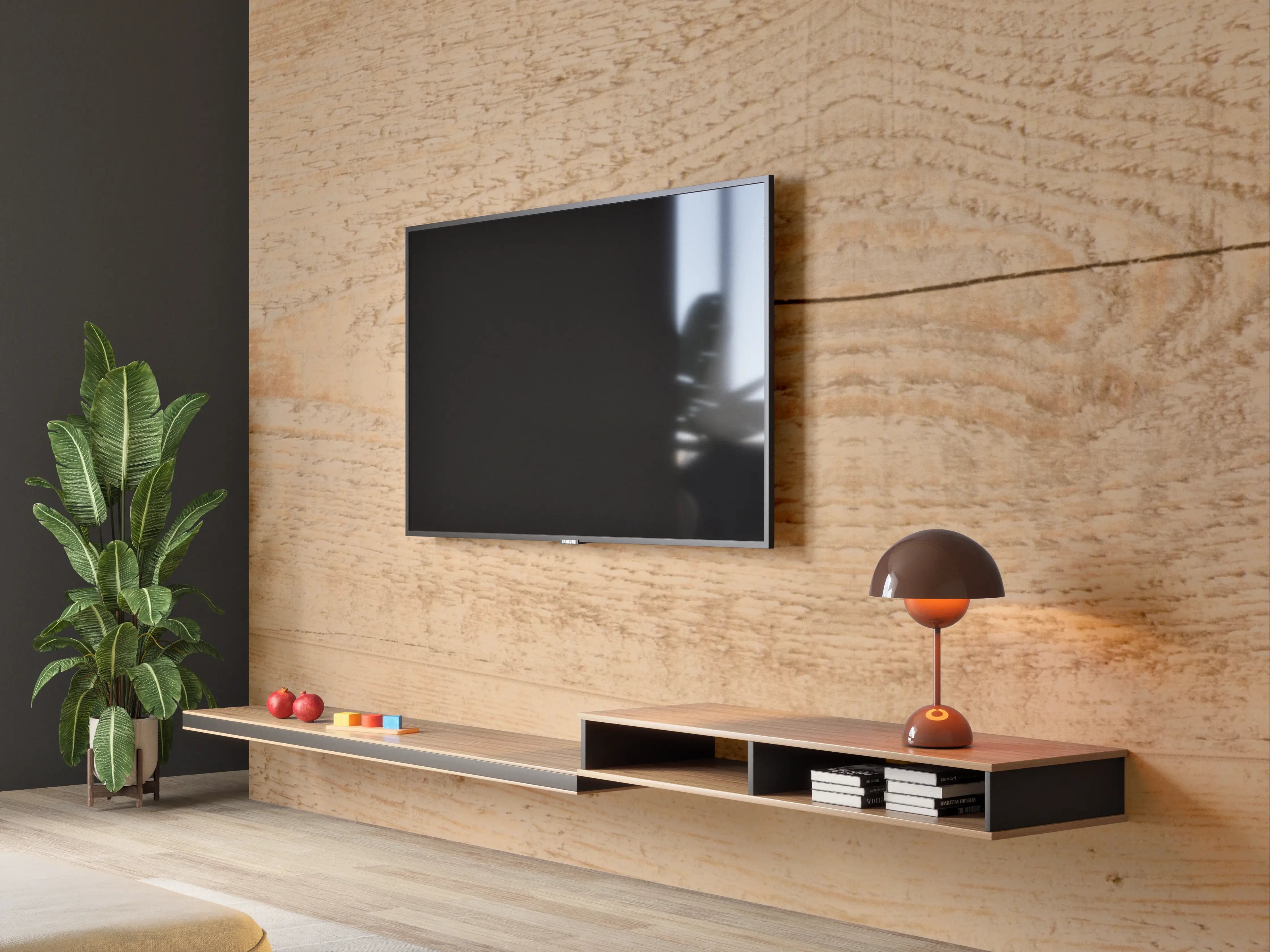 Wandverkleidung Wohnzimmer - Holzoptik Paneel – Natürliche Wandgestaltung