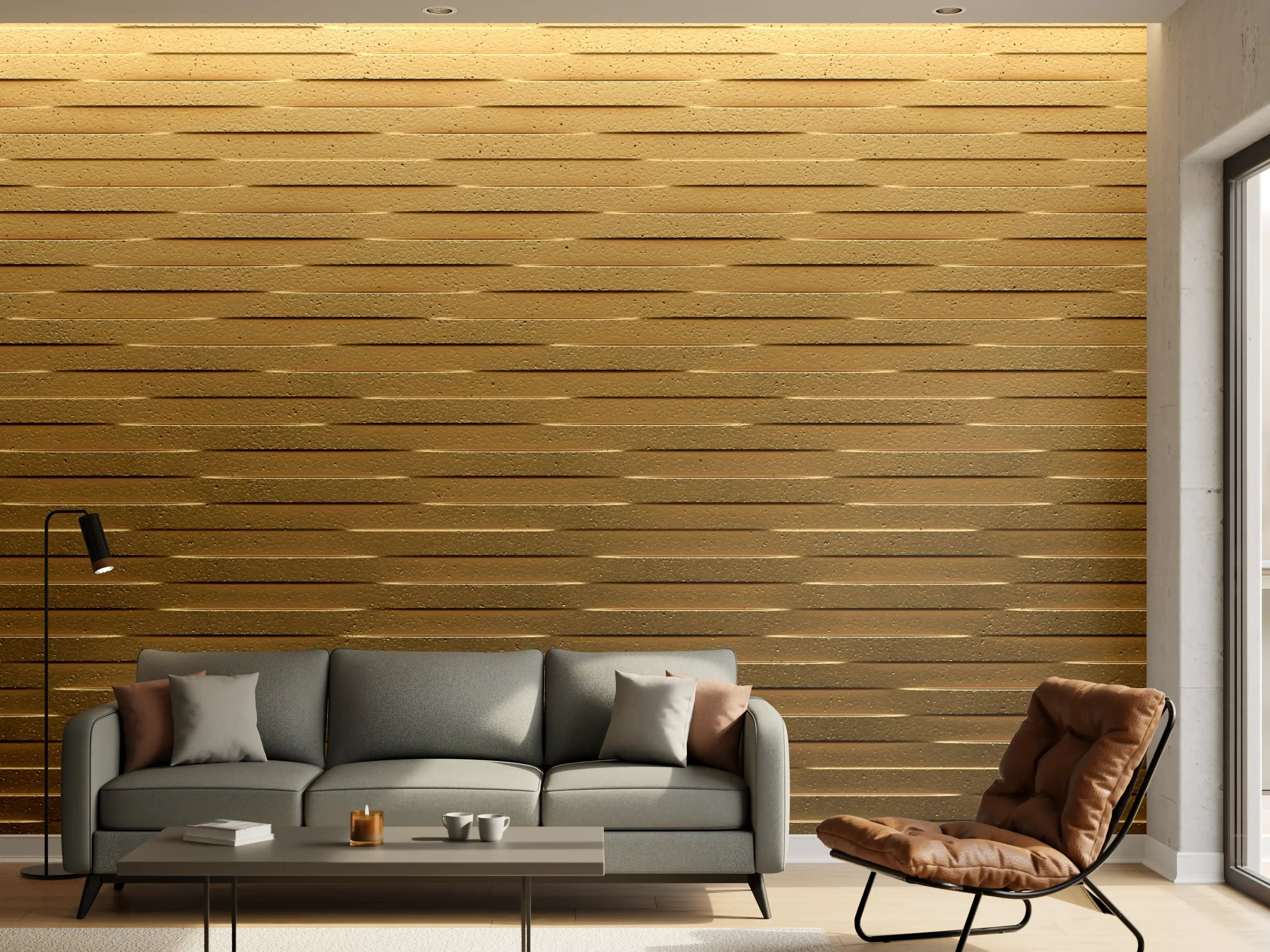 Wandverkleidung Wohnzimmer - Holzstruktur in warmen Tönen