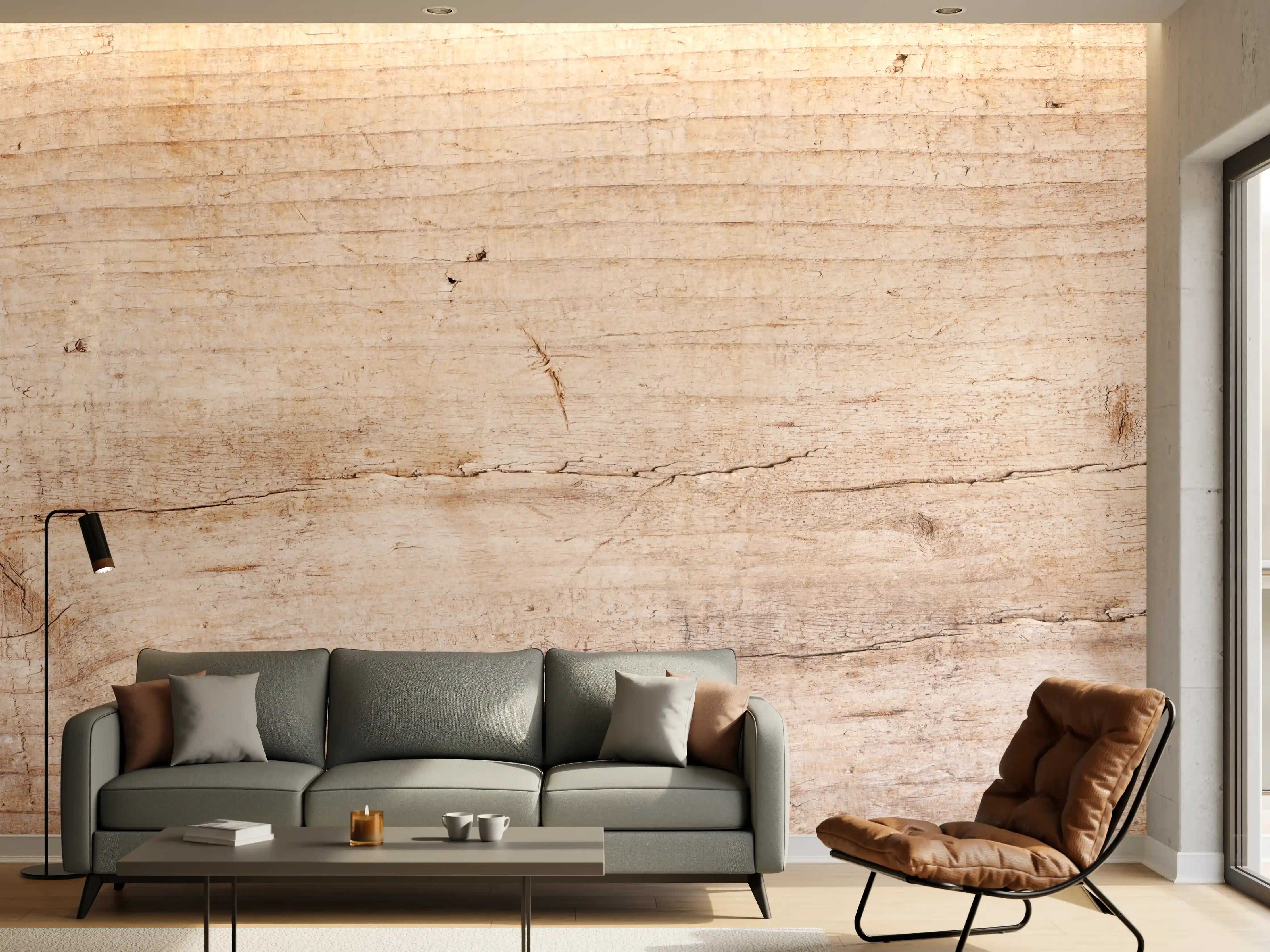 Wandverkleidung Wohnzimmer - Holztextur mit warmen Tönen