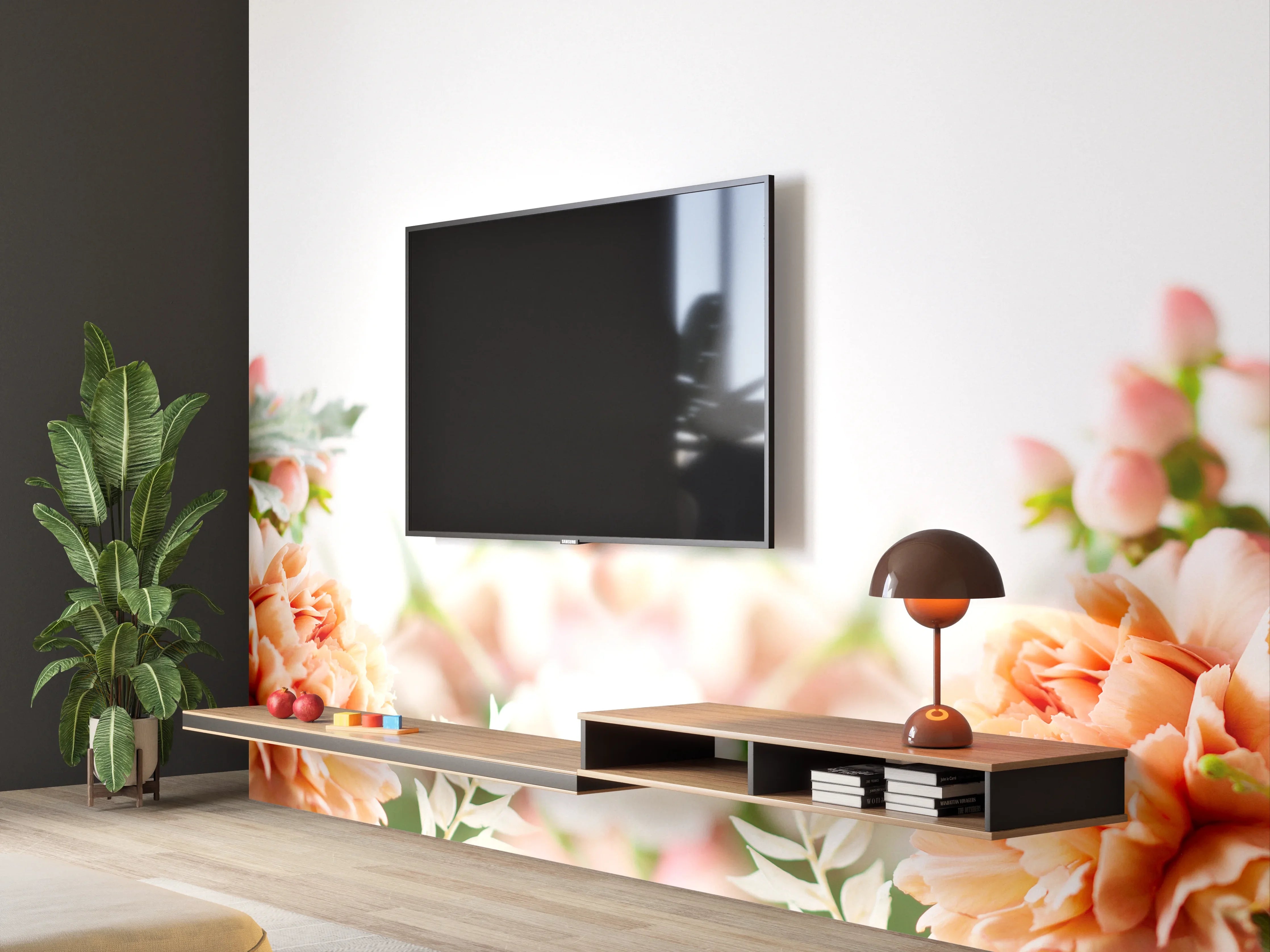 Wandverkleidung Wohnzimmer - Hübsche Blumenarrangement