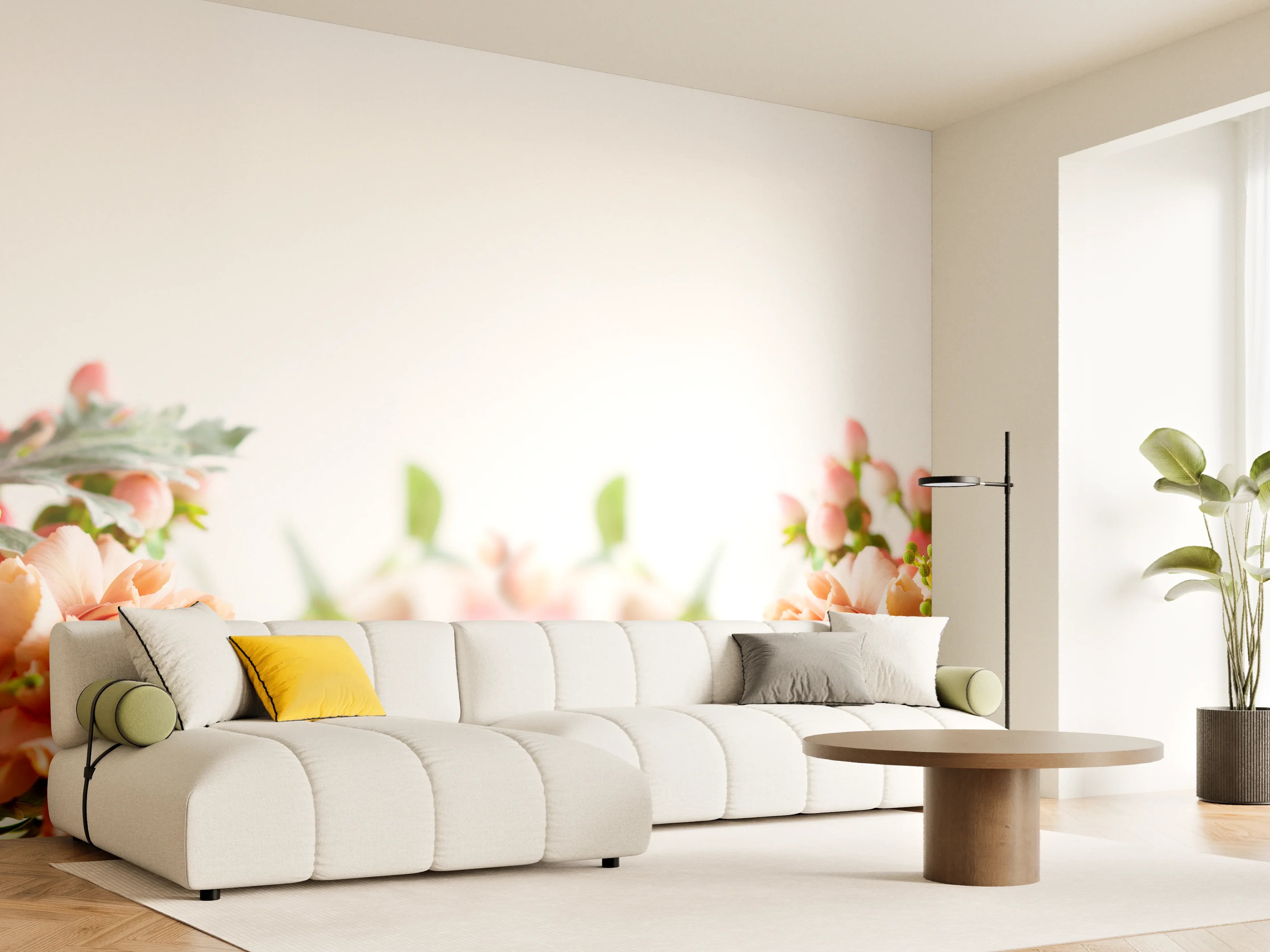 Wandverkleidung Wohnzimmer - Hübsche Blumenarrangement