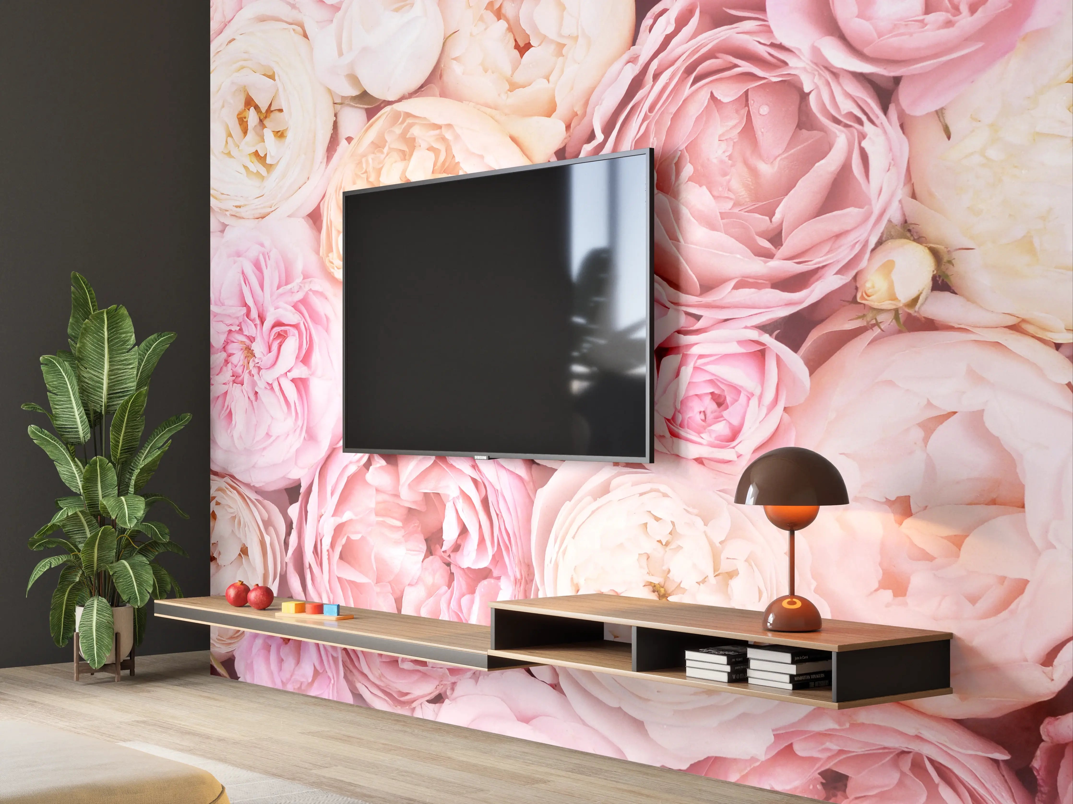Wandverkleidung Wohnzimmer - Hübsche zarte Blumenpracht in Pastellfarben