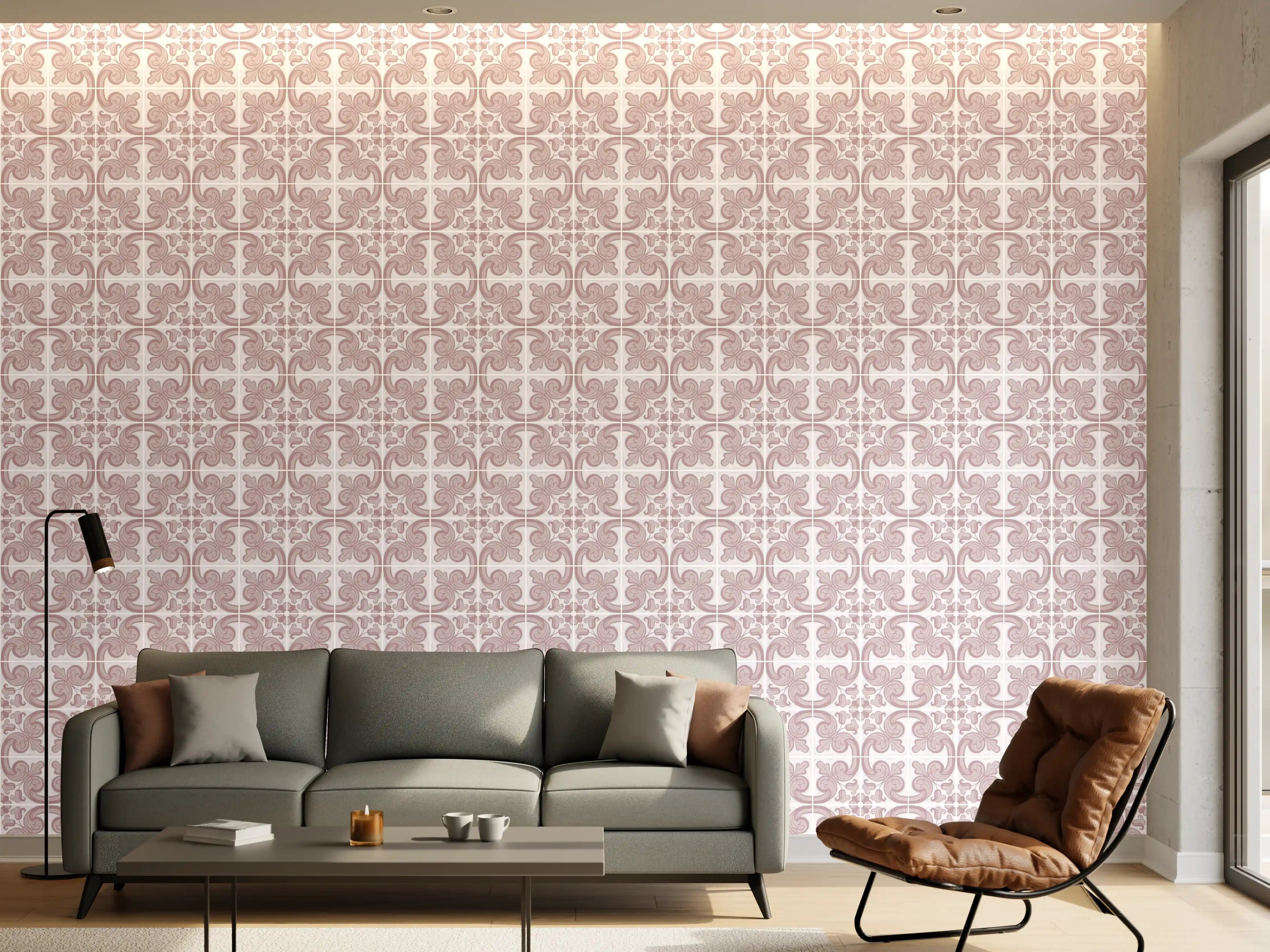 Wandverkleidung Wohnzimmer - Hübsches Muster in Pastellfarben