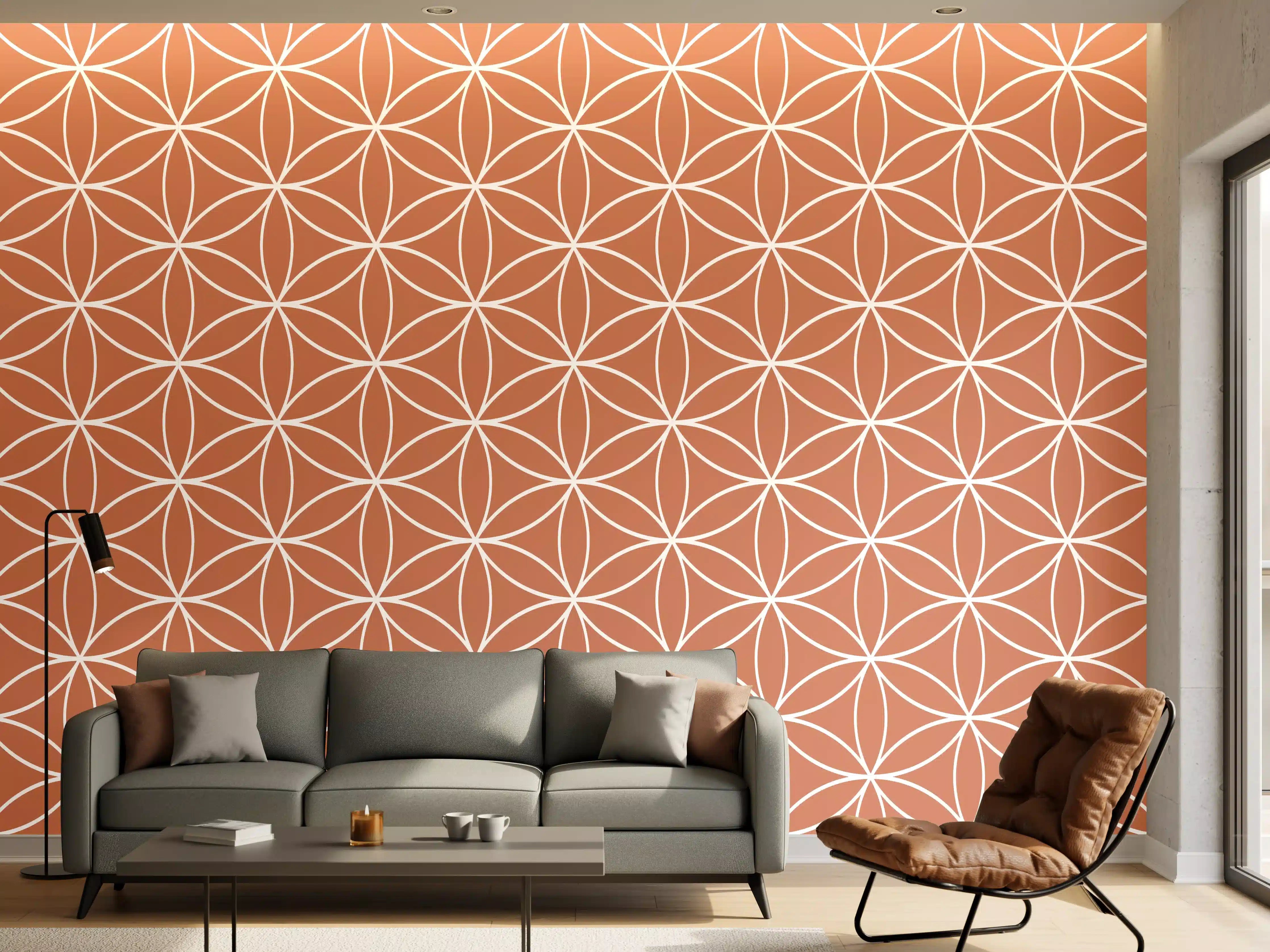 Wandverkleidung Wohnzimmer - Hübsches Mustermotiv in warmen Tönen