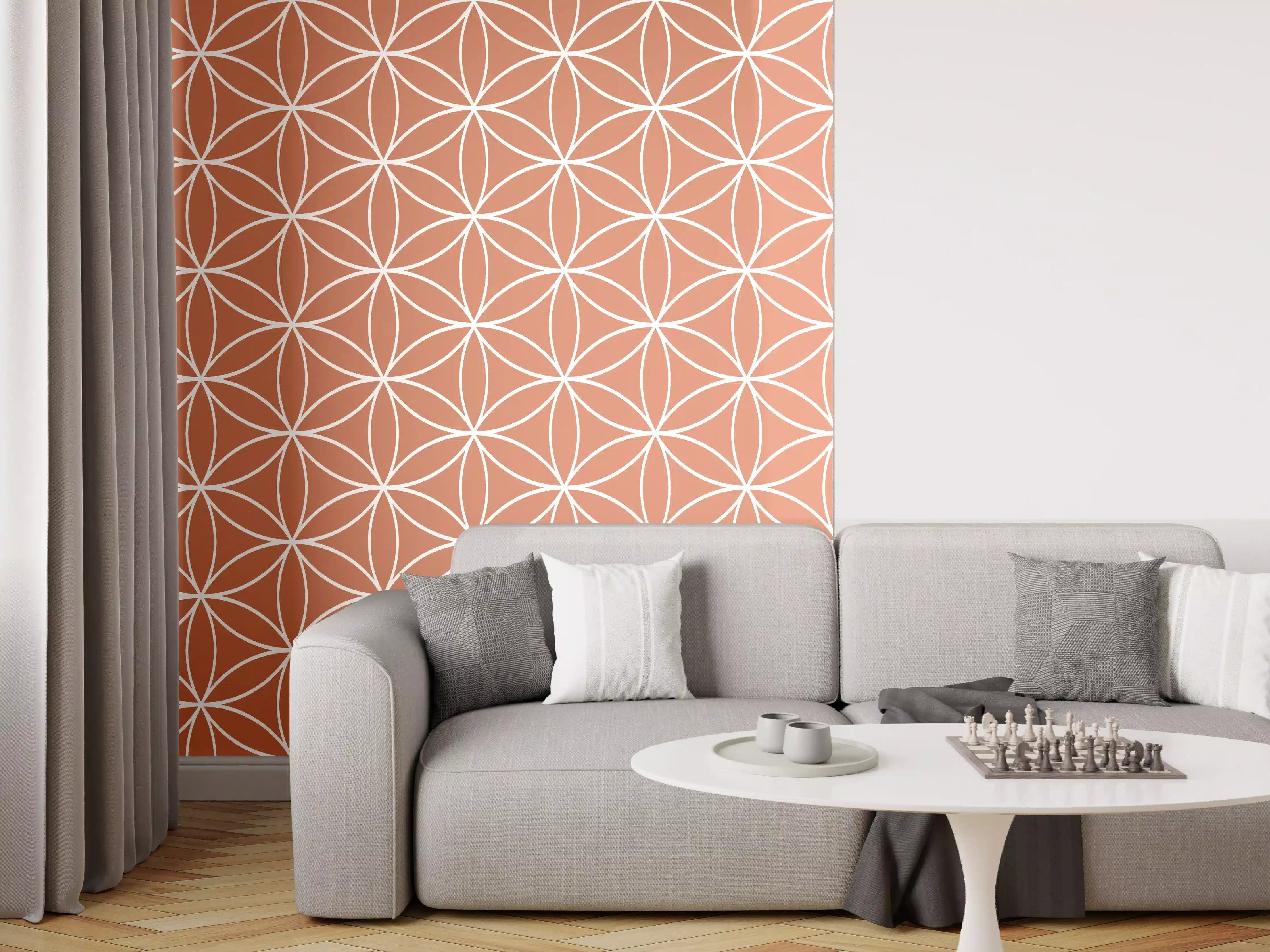 Wandverkleidung Wohnzimmer - Hübsches Mustermotiv in warmen Tönen