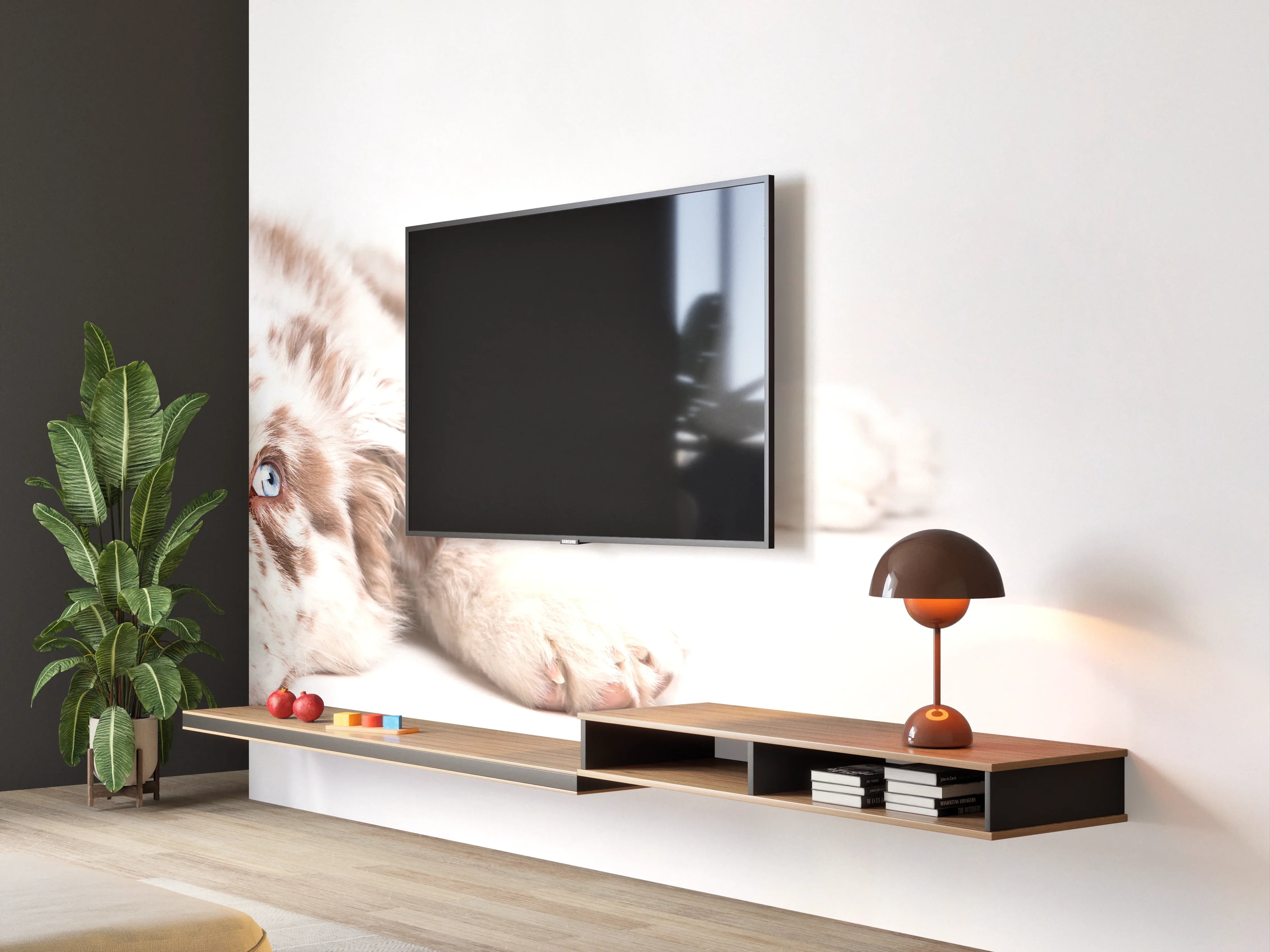 Wandverkleidung Wohnzimmer - Hunde Portrait - Australian Shepherd