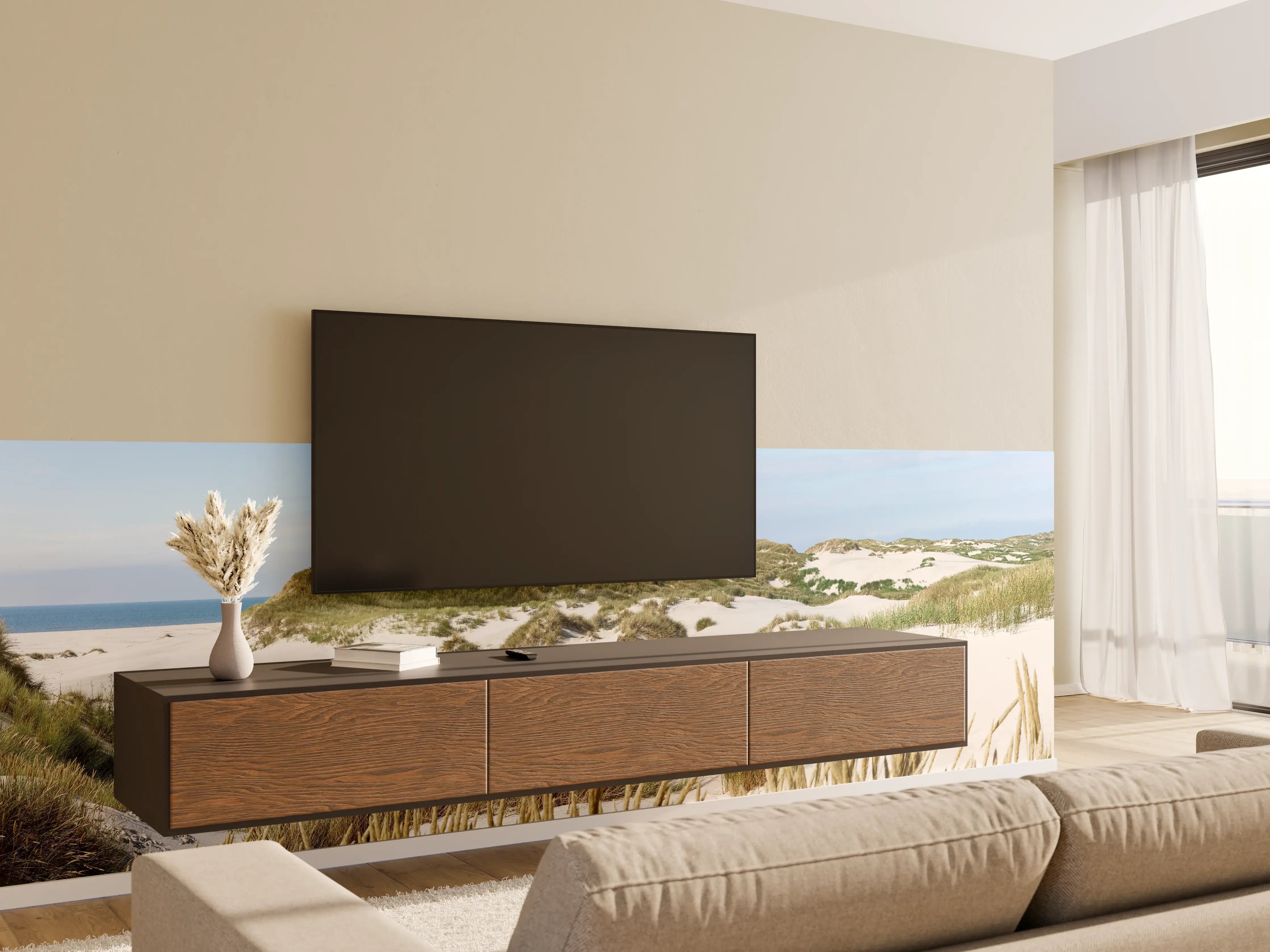 Wandverkleidung Wohnzimmer - Idyllische Dünenlandschaft am Meer