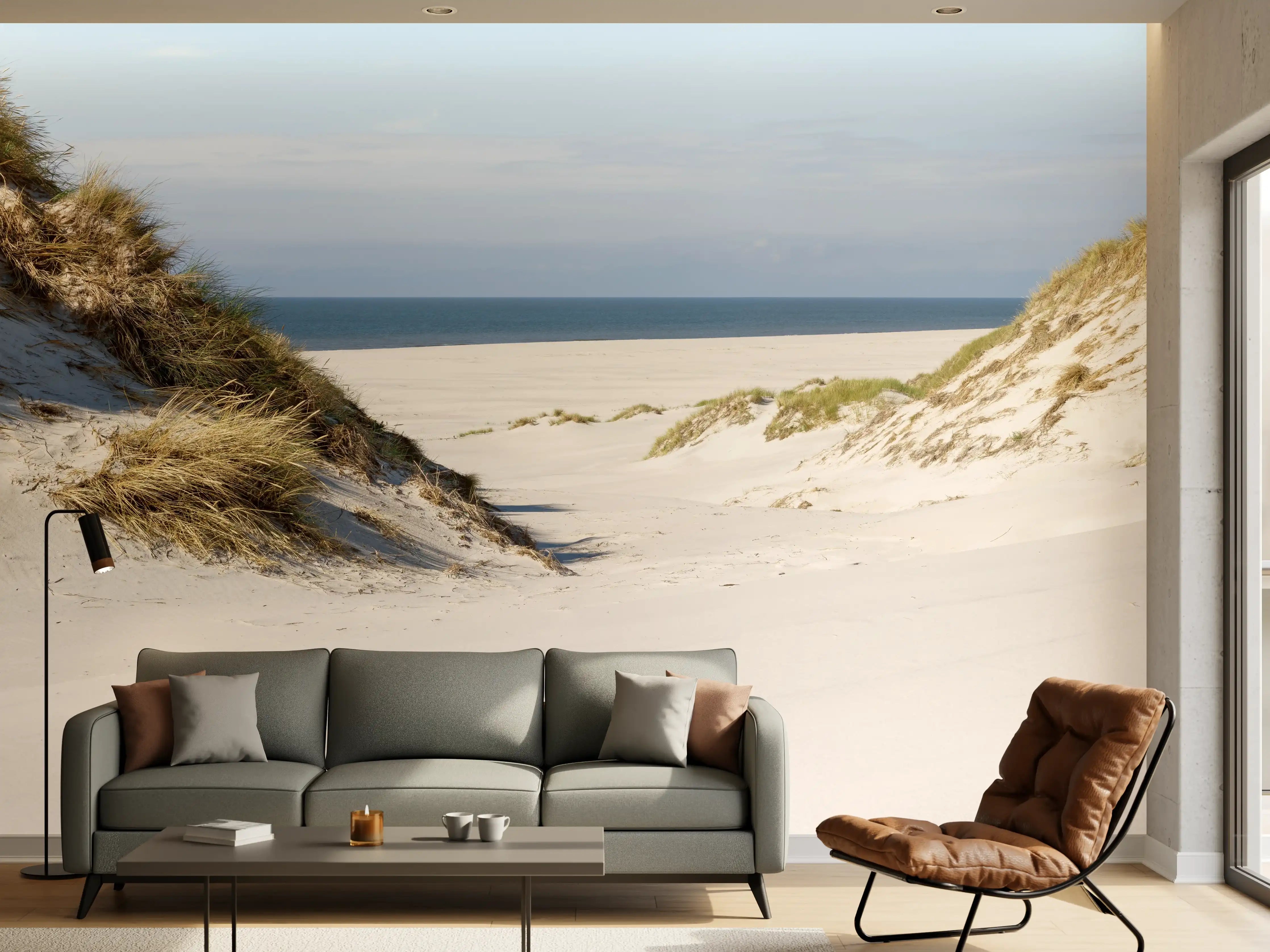 Wandverkleidung Wohnzimmer - Idyllische Sanddüne am Meer