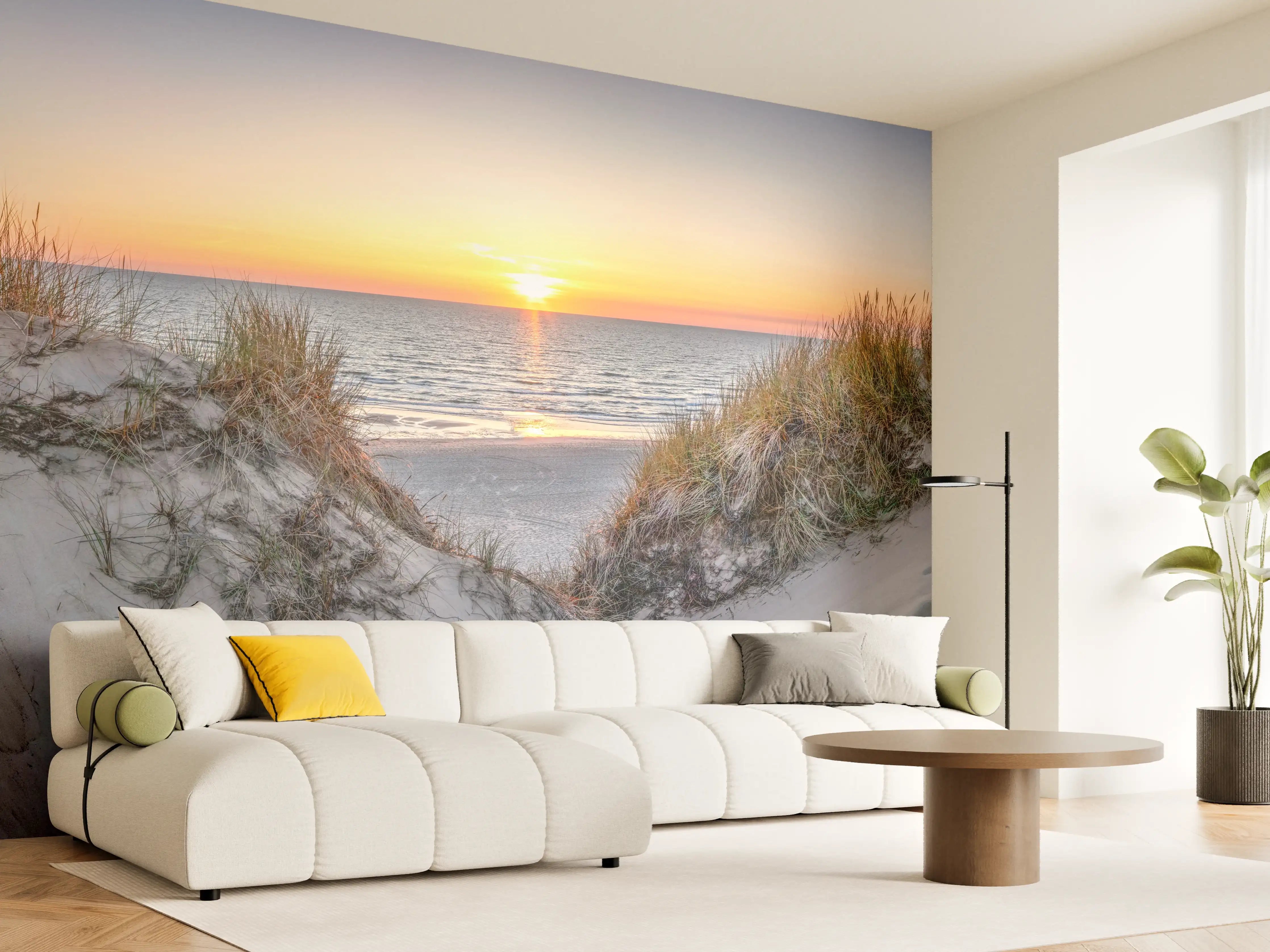 Wandverkleidung Wohnzimmer - Idyllischer Sonnenuntergang am Strand
