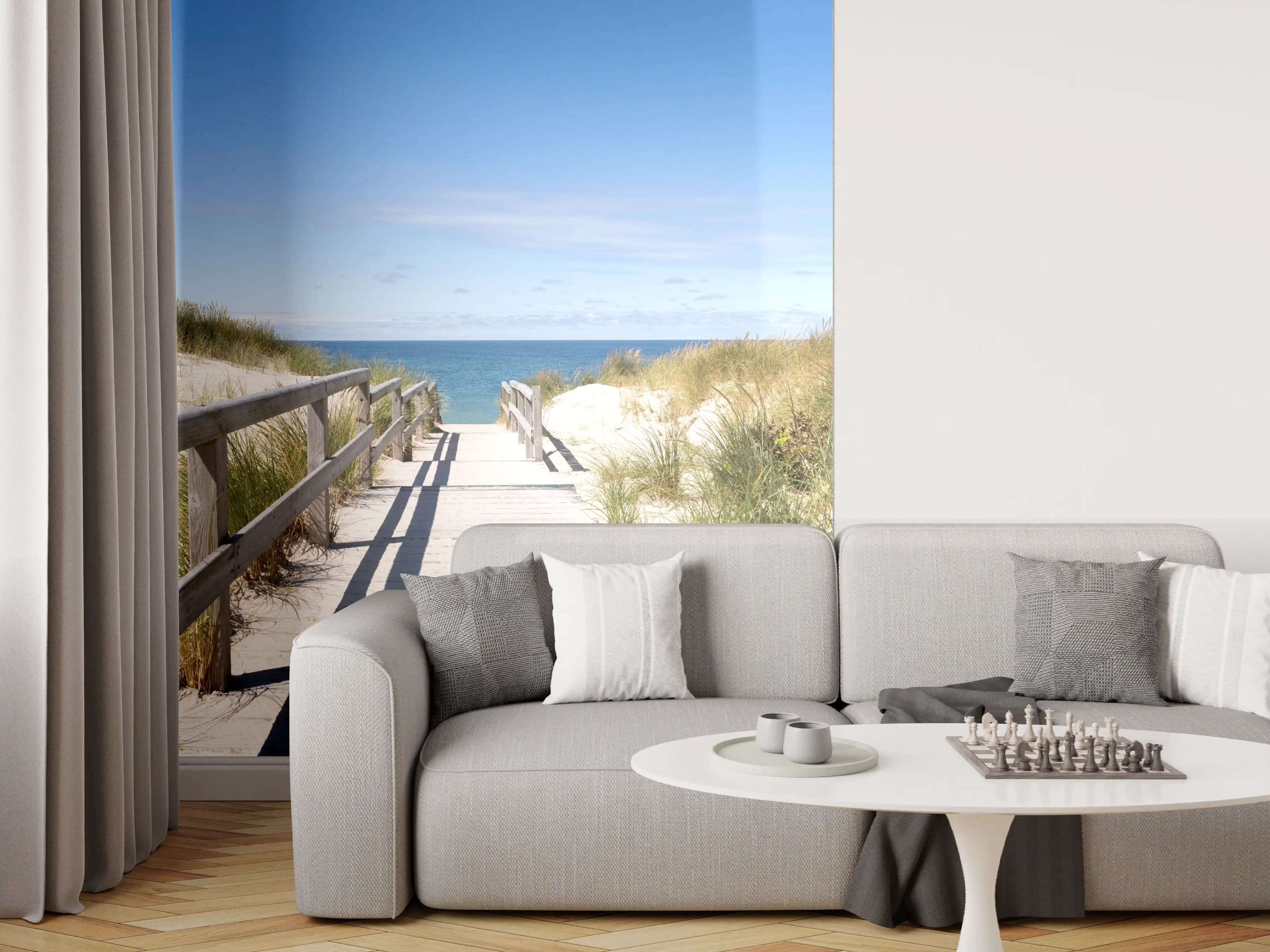 Wandverkleidung Wohnzimmer - Idyllischer Strandweg mit Dünen