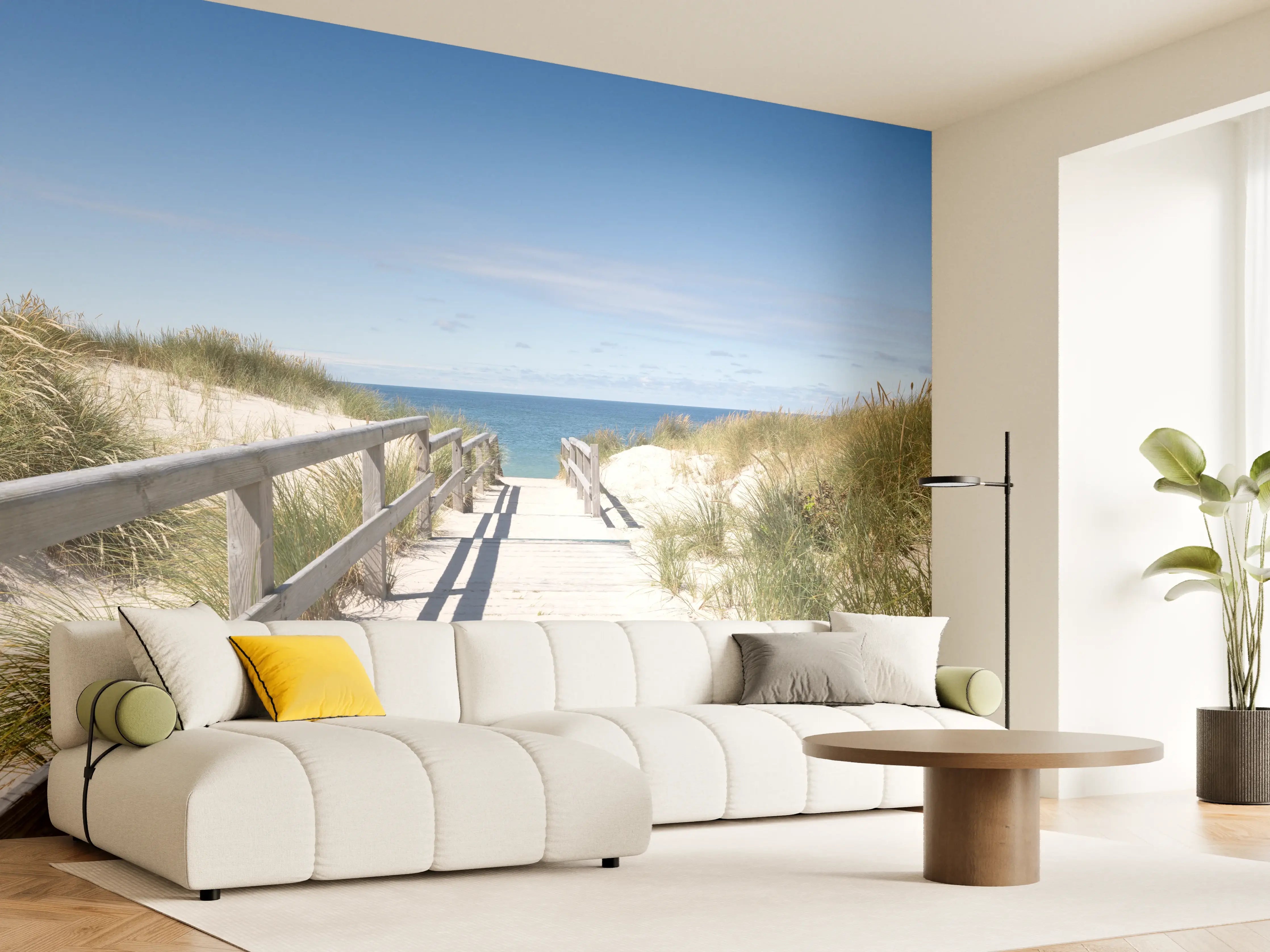 Wandverkleidung Wohnzimmer - Idyllischer Strandweg mit Dünen