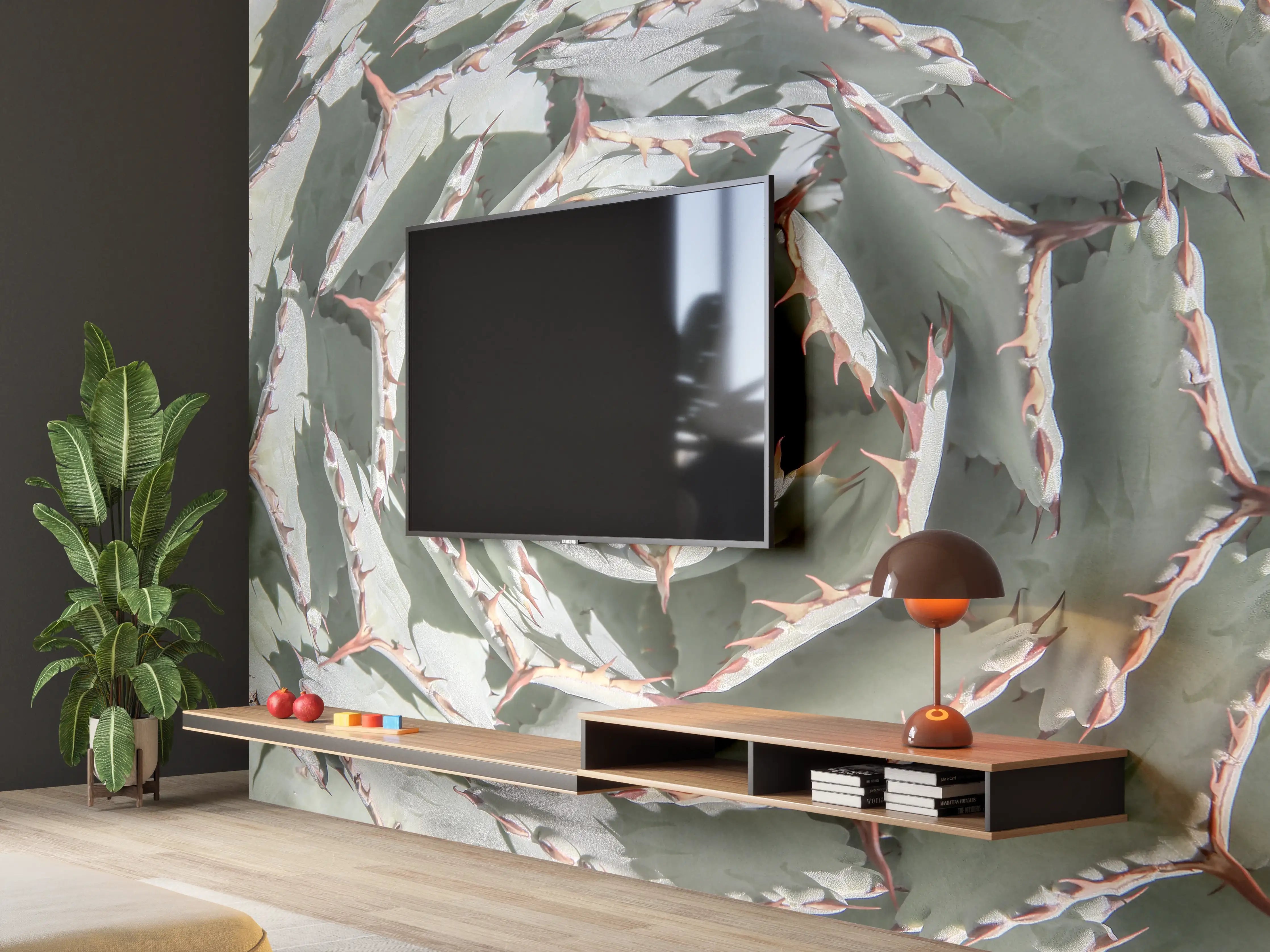 Wandverkleidung Wohnzimmer - Impressionen einer Aloe Vera