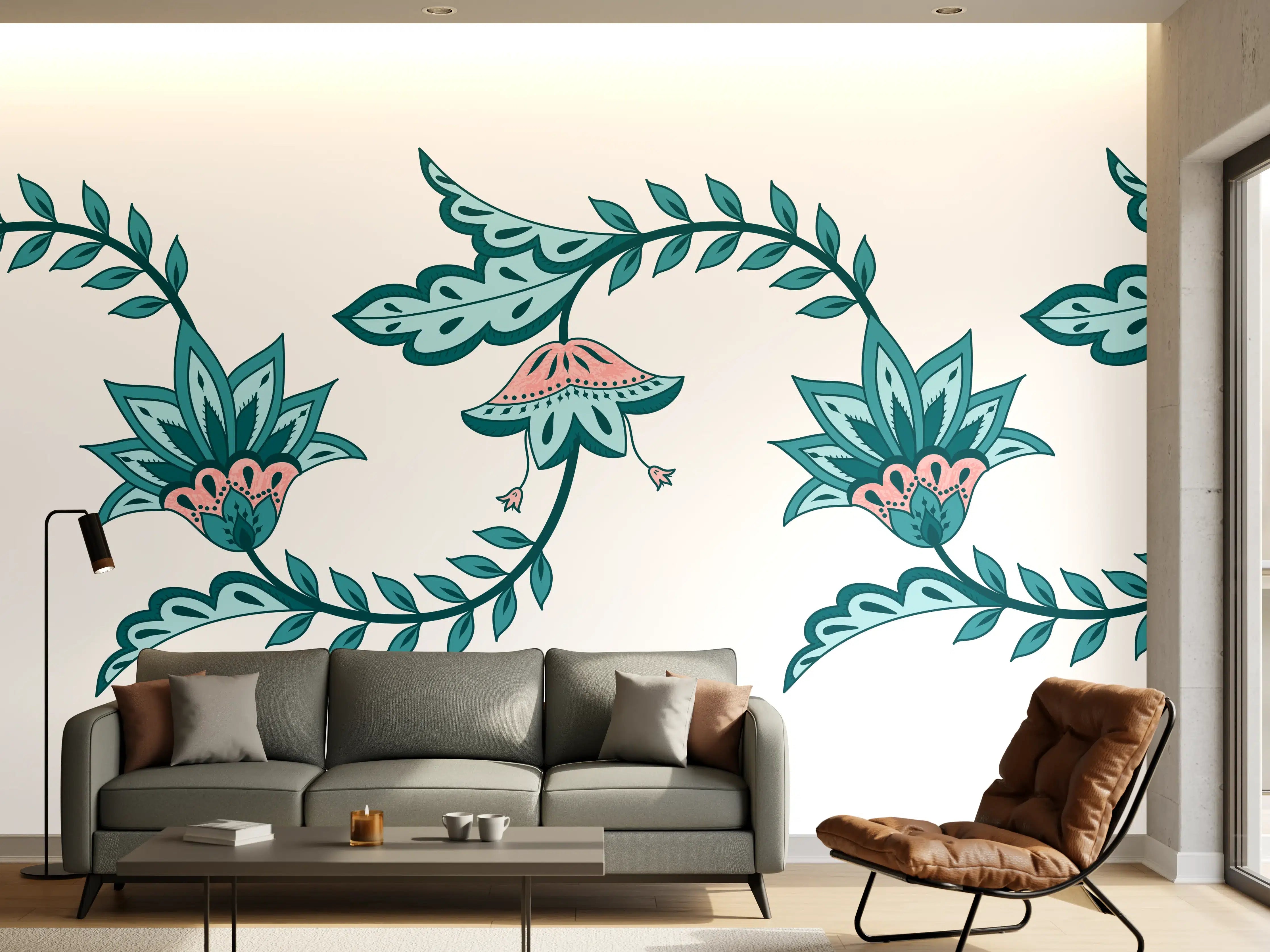 Wandverkleidung Wohnzimmer - Indisches Paisley Batik Muster