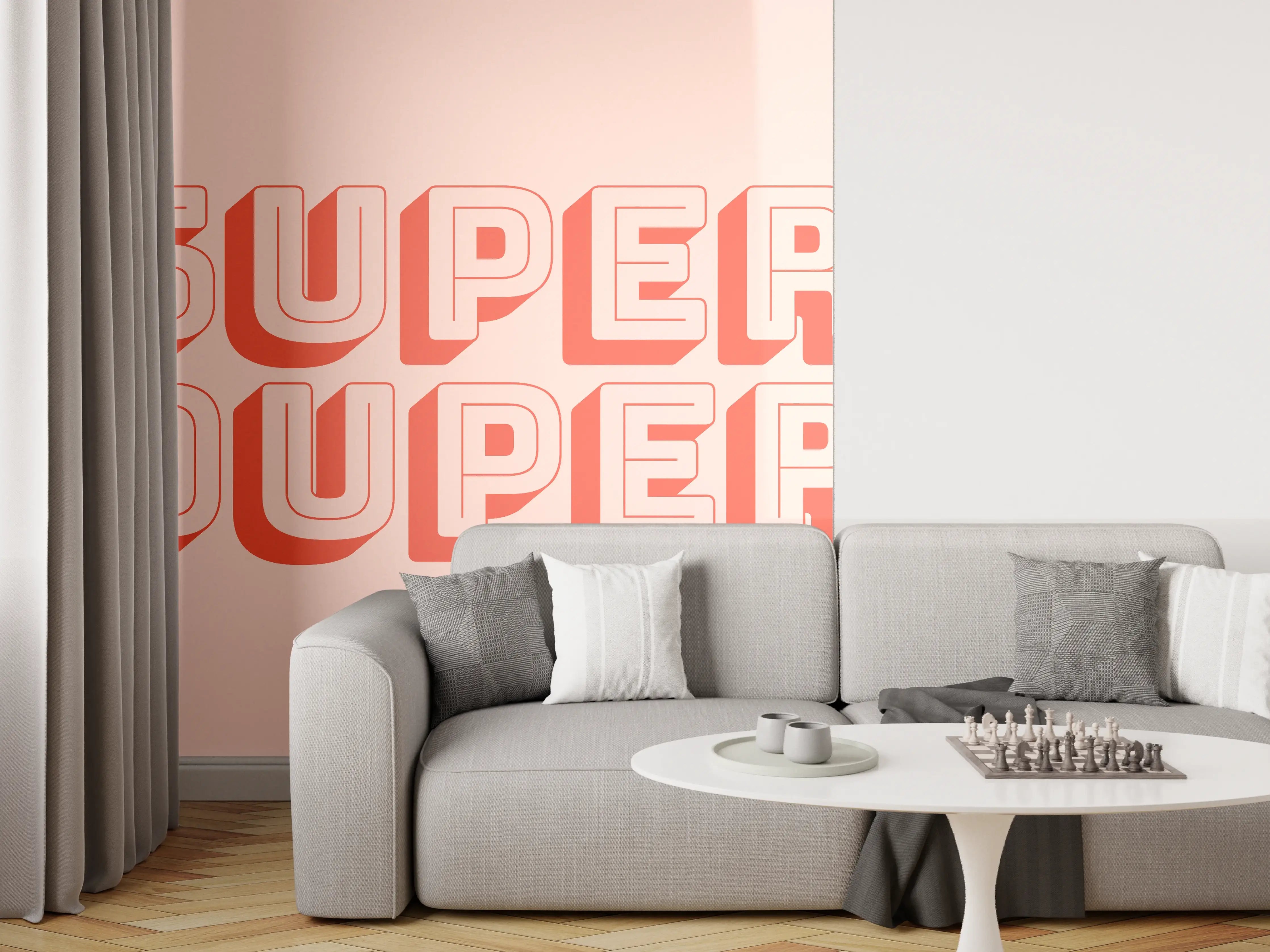 Wandverkleidung Wohnzimmer - Inspirations-Slogan Pink-Weiß