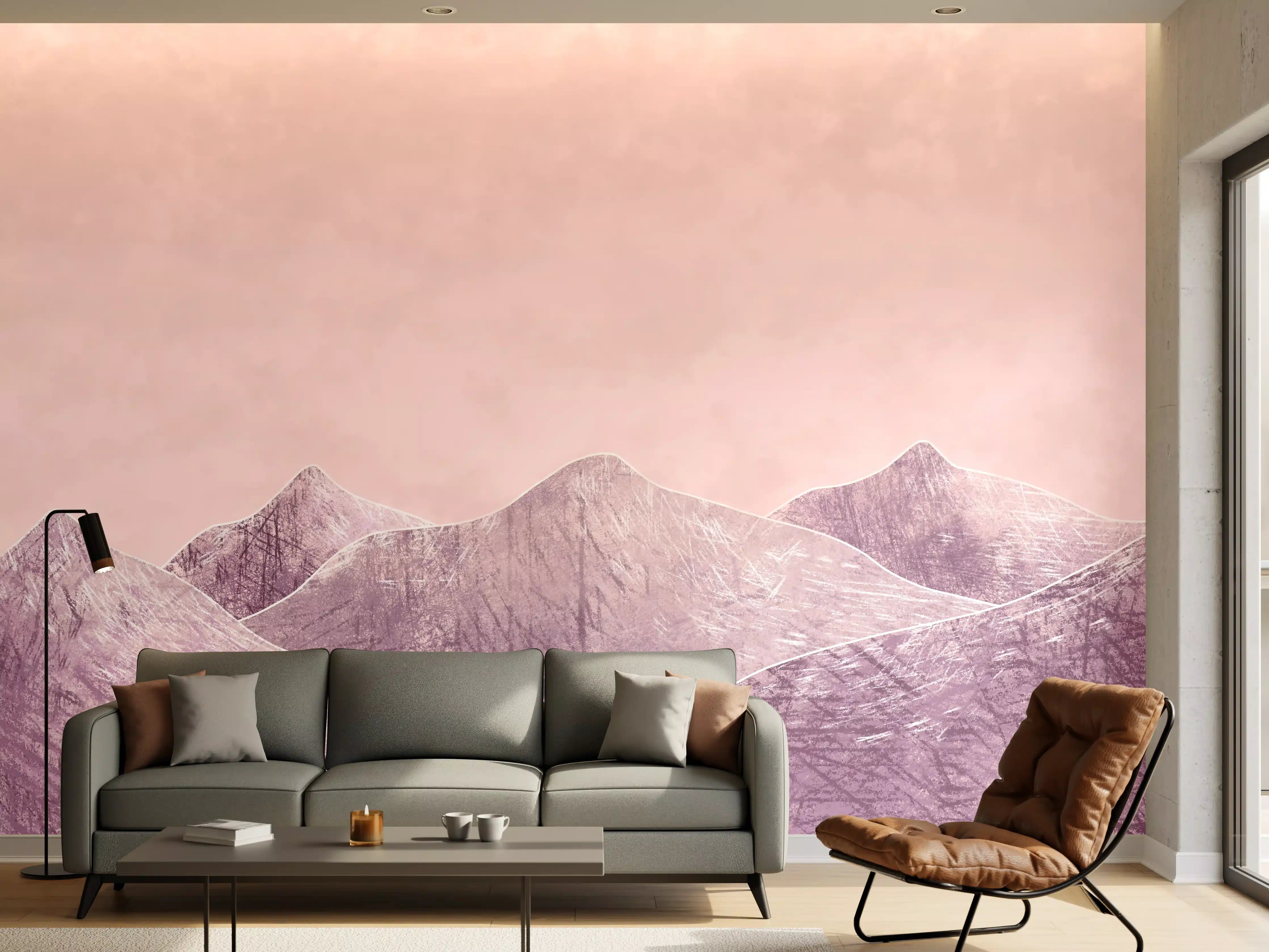 Wandverkleidung Wohnzimmer - Inspirierende Berglandschaft im Sonnenaufgang