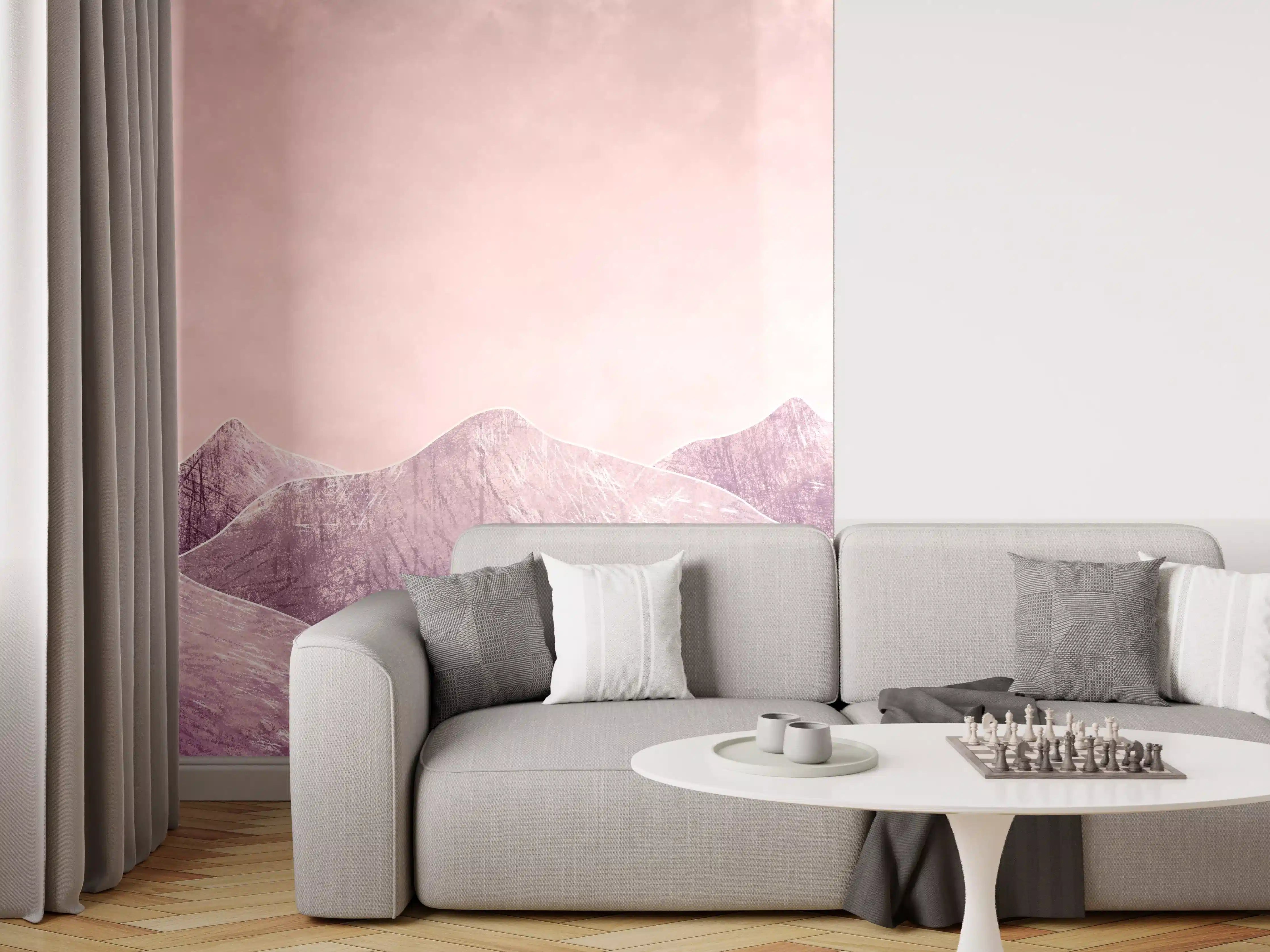 Wandverkleidung Wohnzimmer - Inspirierende Berglandschaft im Sonnenaufgang