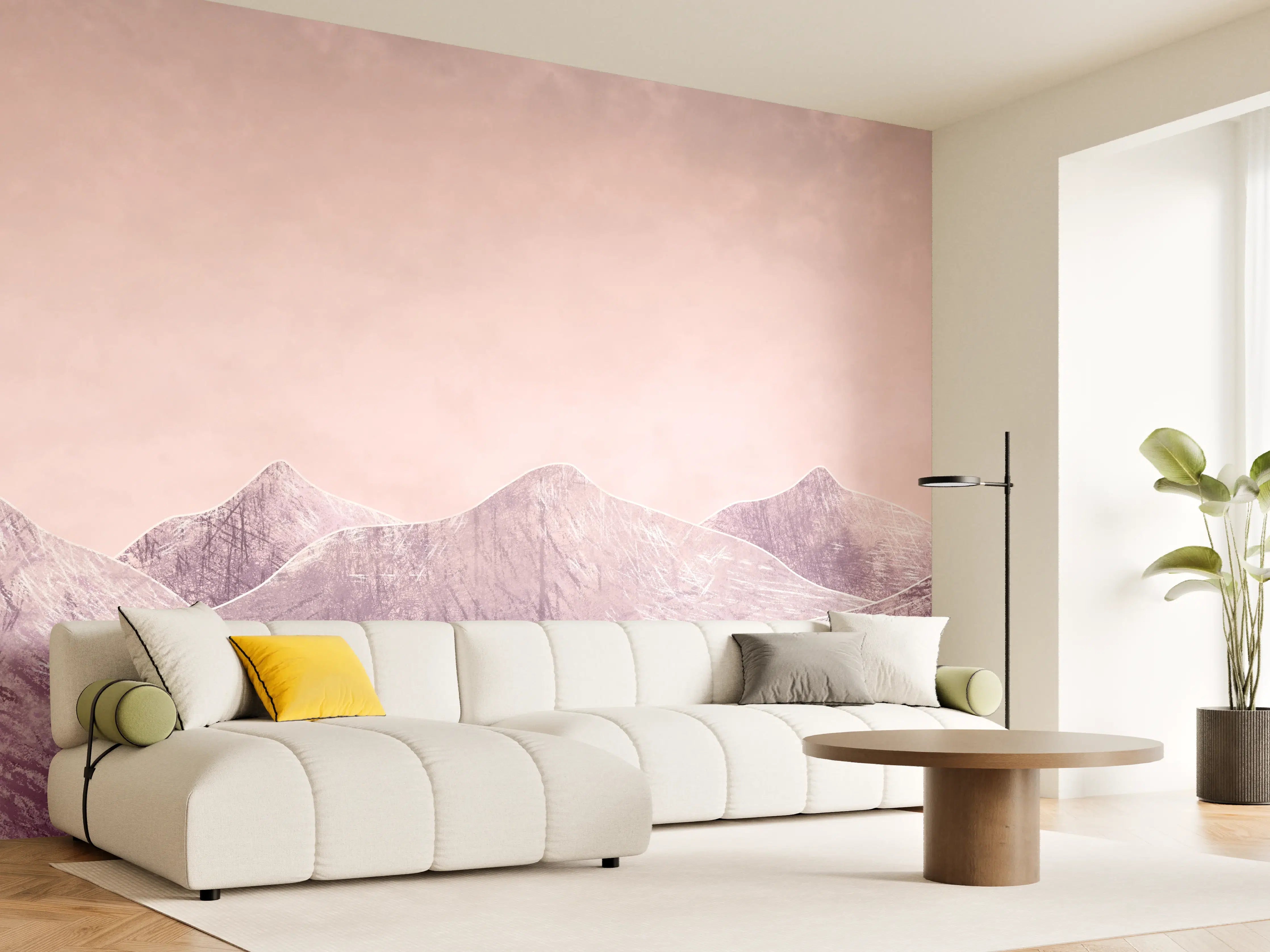 Wandverkleidung Wohnzimmer - Inspirierende Berglandschaft im Sonnenaufgang