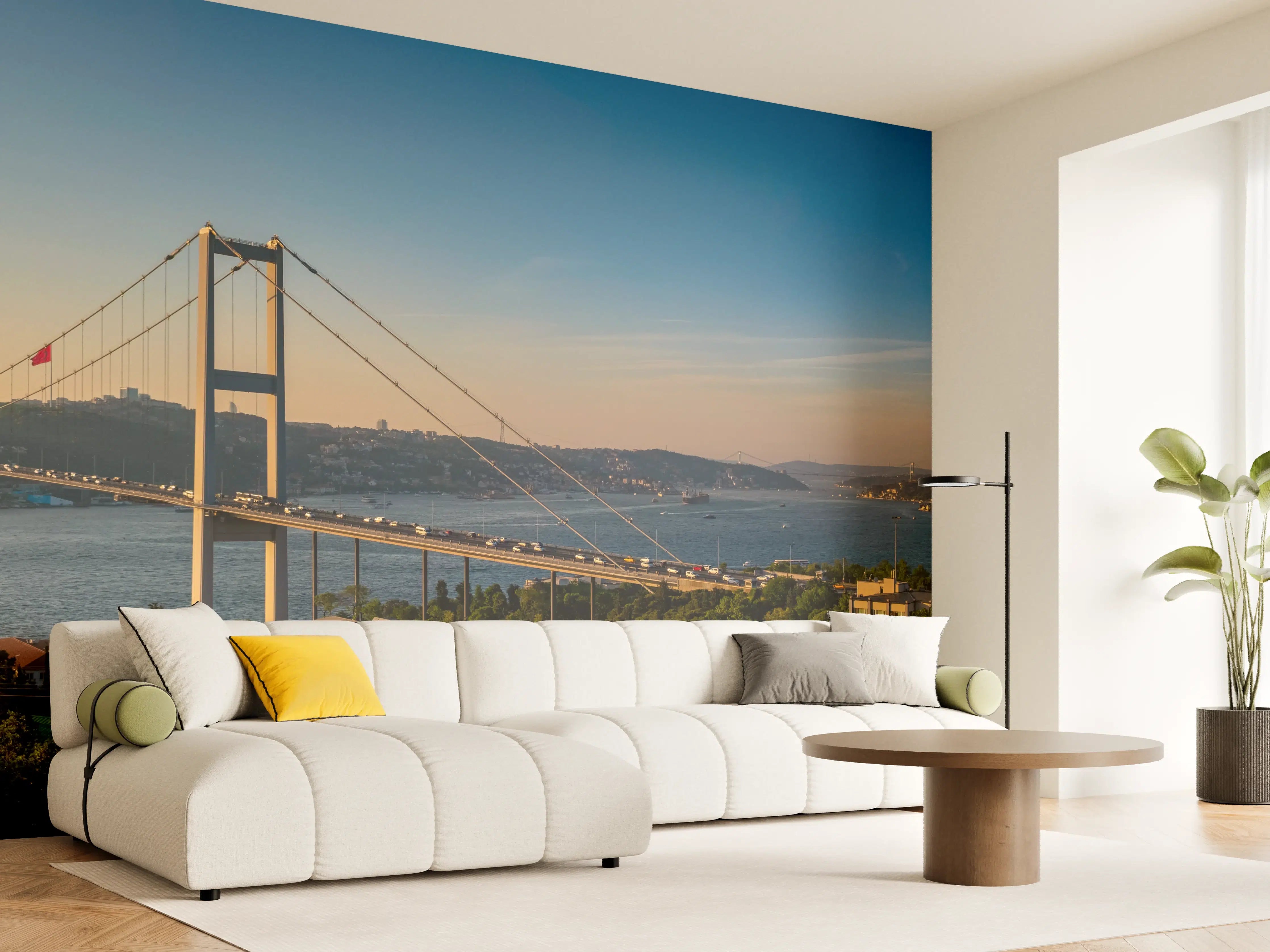 Wandverkleidung Wohnzimmer - Istanbul Bosporus Skyline Blau-Grün