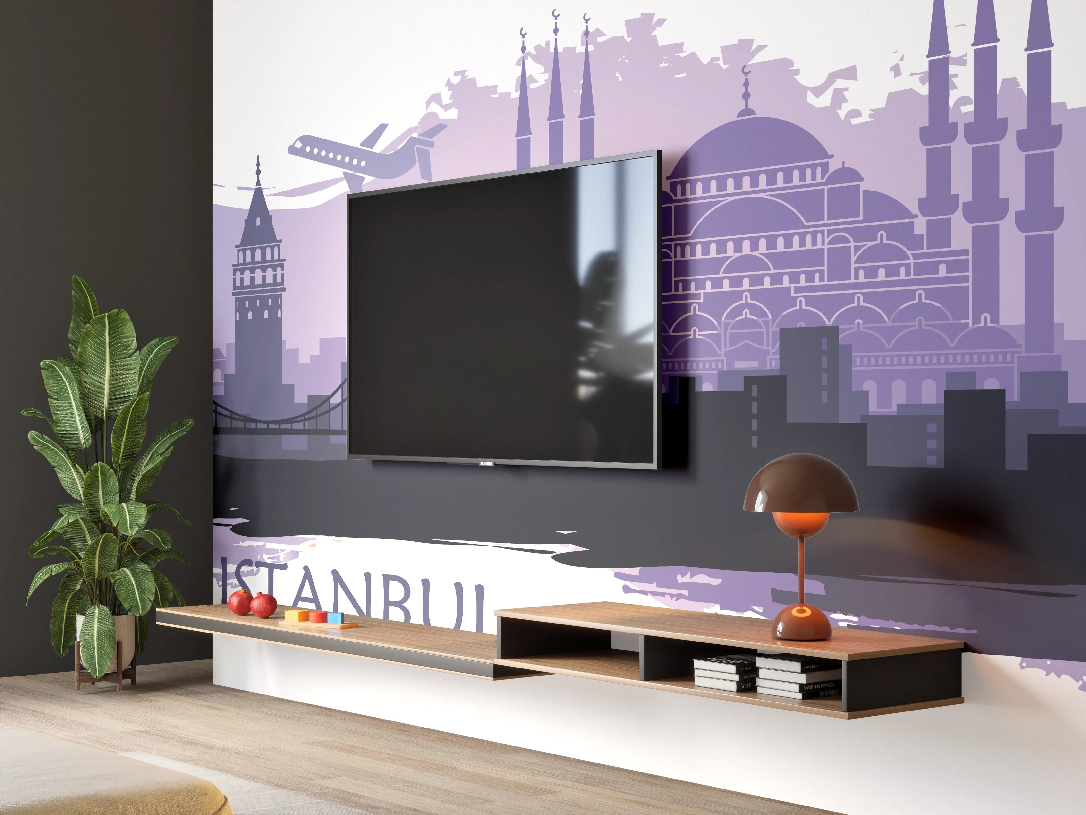 Wandverkleidung Wohnzimmer - Istanbul Skyline Illustration