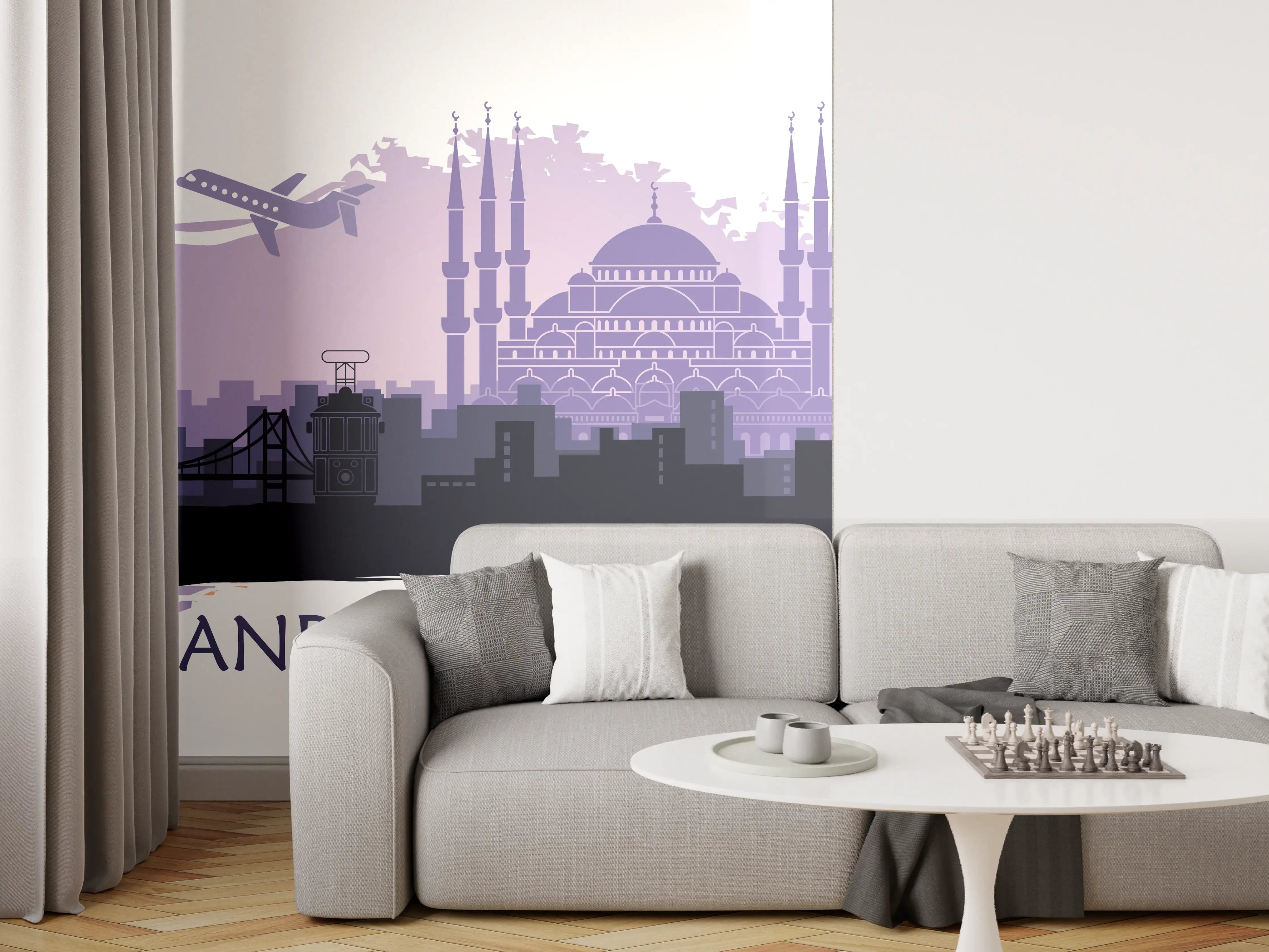 Wandverkleidung Wohnzimmer - Istanbul Skyline Illustration