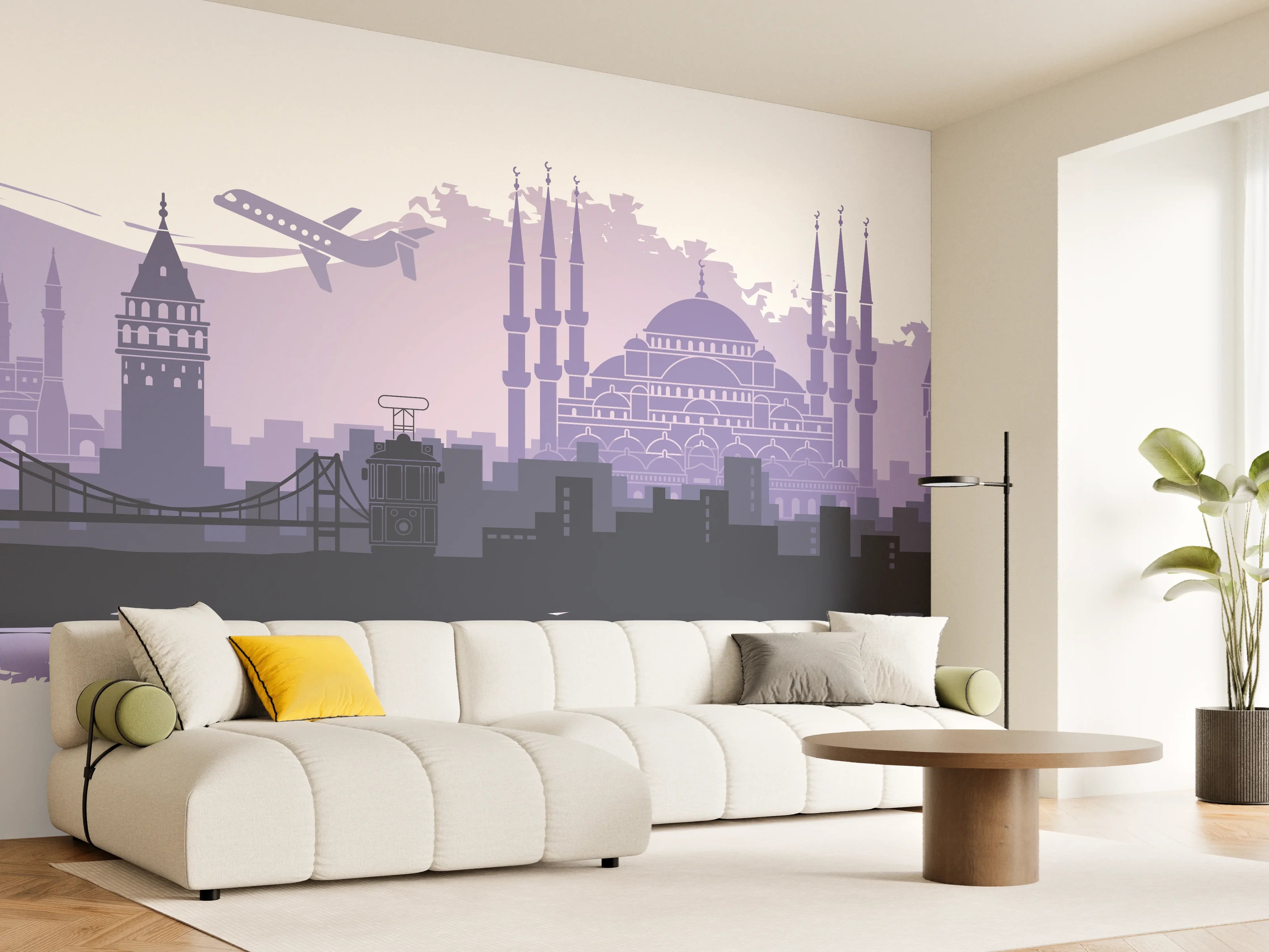 Wandverkleidung Wohnzimmer - Istanbul Skyline Illustration