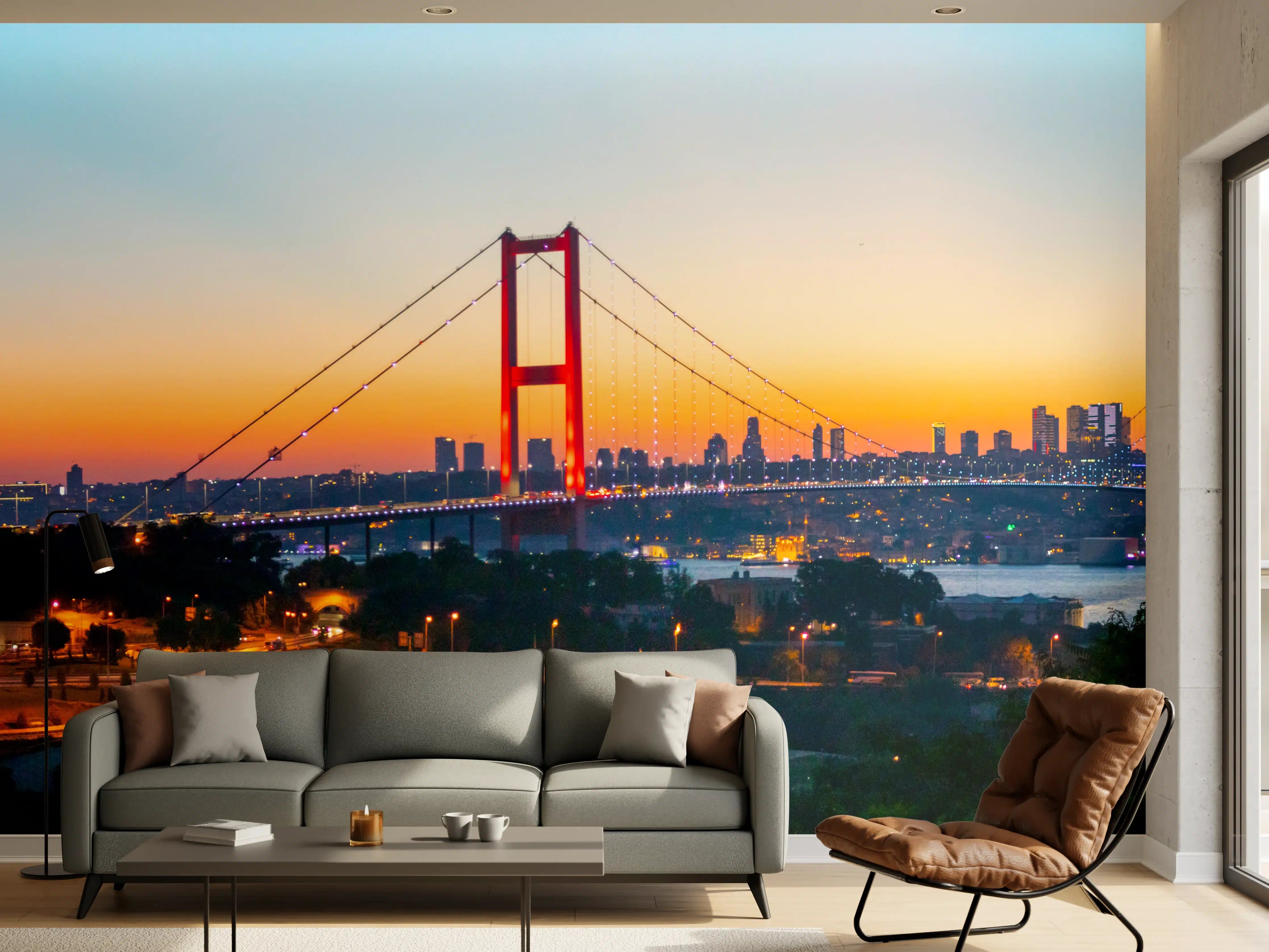 Wandverkleidung Wohnzimmer - Istanbul Skyline Sonnenuntergang
