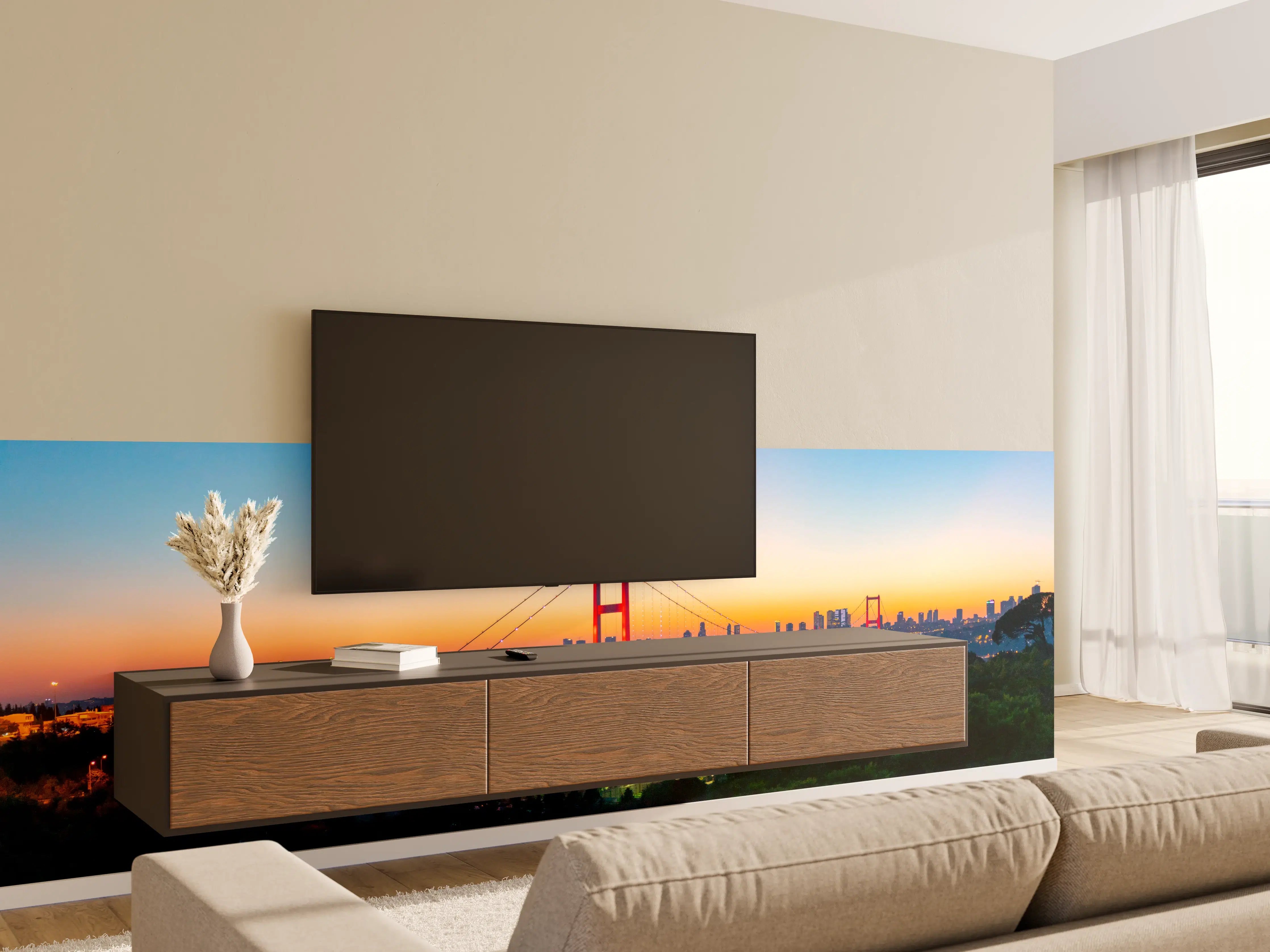 Wandverkleidung Wohnzimmer - Istanbul Skyline Sonnenuntergang