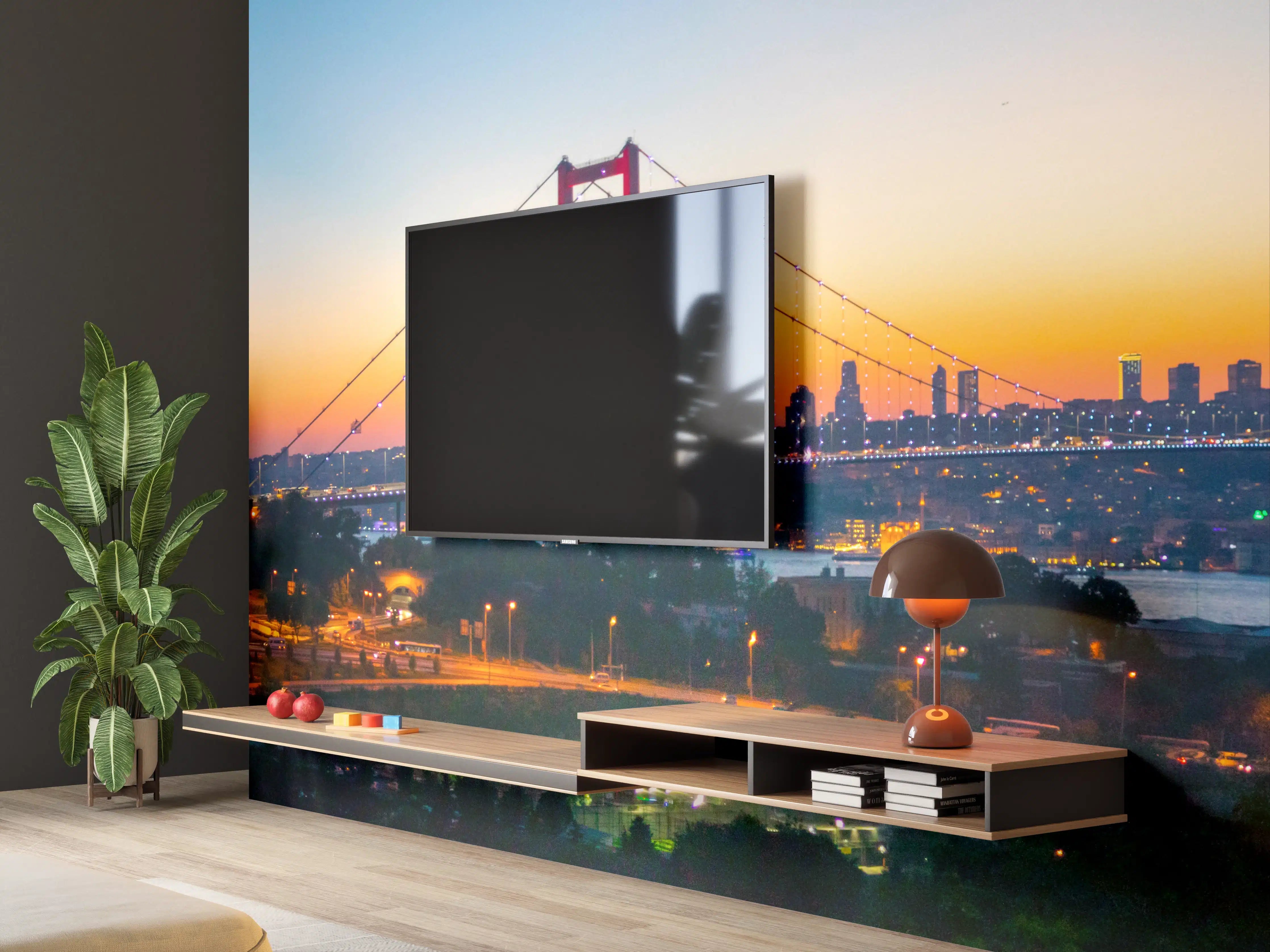 Wandverkleidung Wohnzimmer - Istanbul Skyline Sonnenuntergang