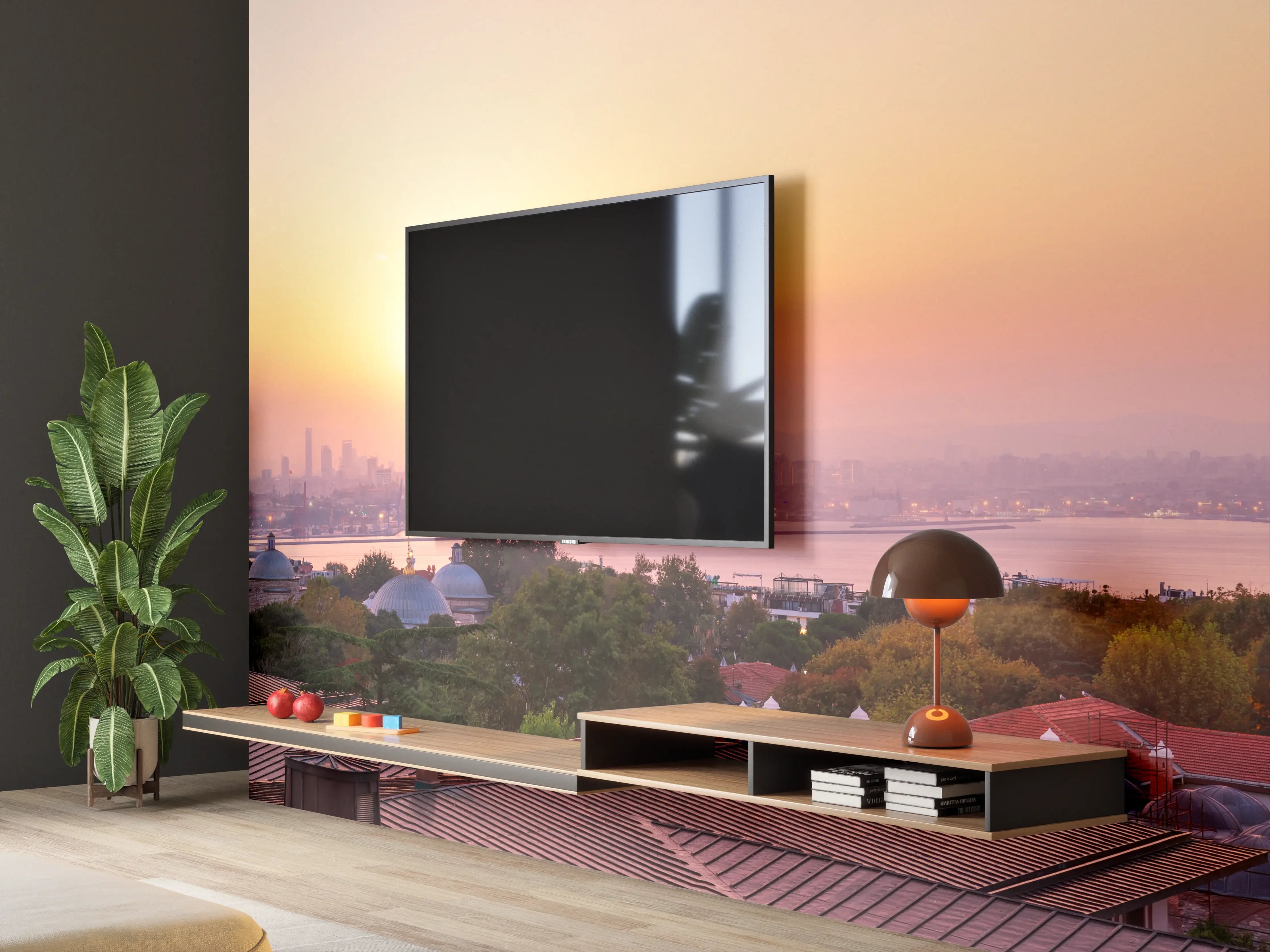 Wandverkleidung Wohnzimmer - Istanbul Skyline bei Sonnenuntergang