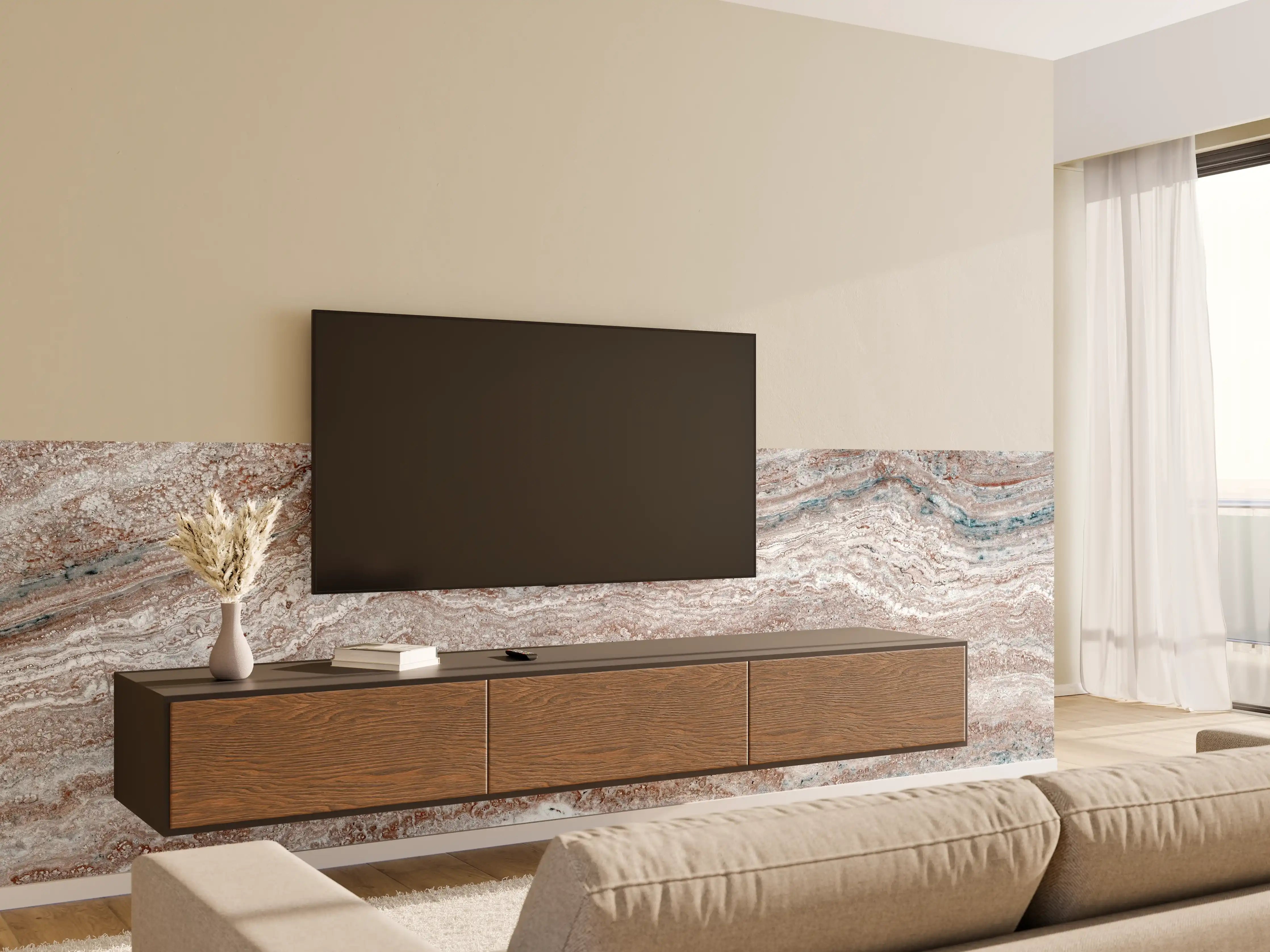 Wandverkleidung Wohnzimmer - Italienischer Marmor Hintergrund