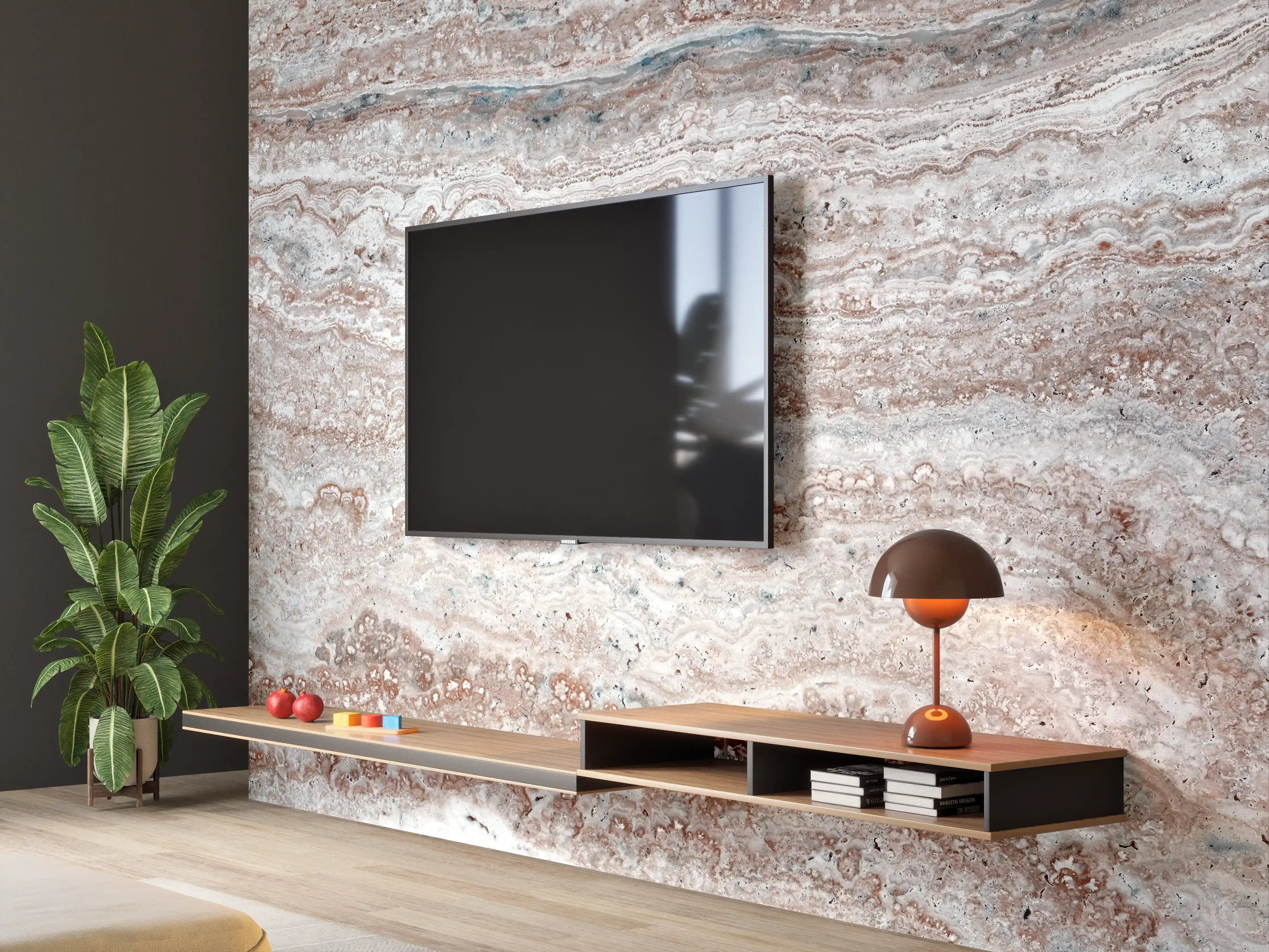 Wandverkleidung Wohnzimmer - Italienischer Marmor Hintergrund