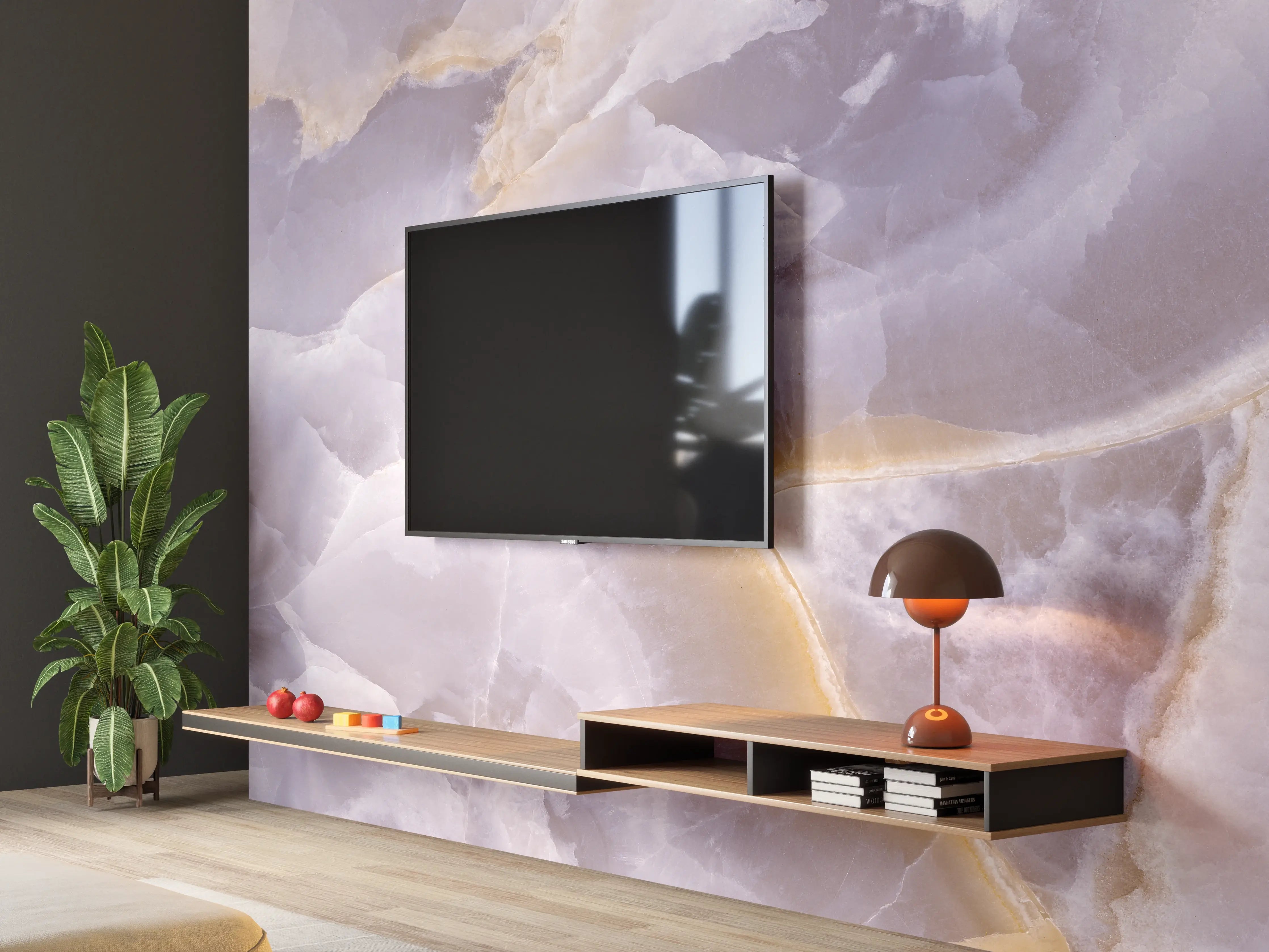 Wandverkleidung Wohnzimmer - Italienischer Marmor