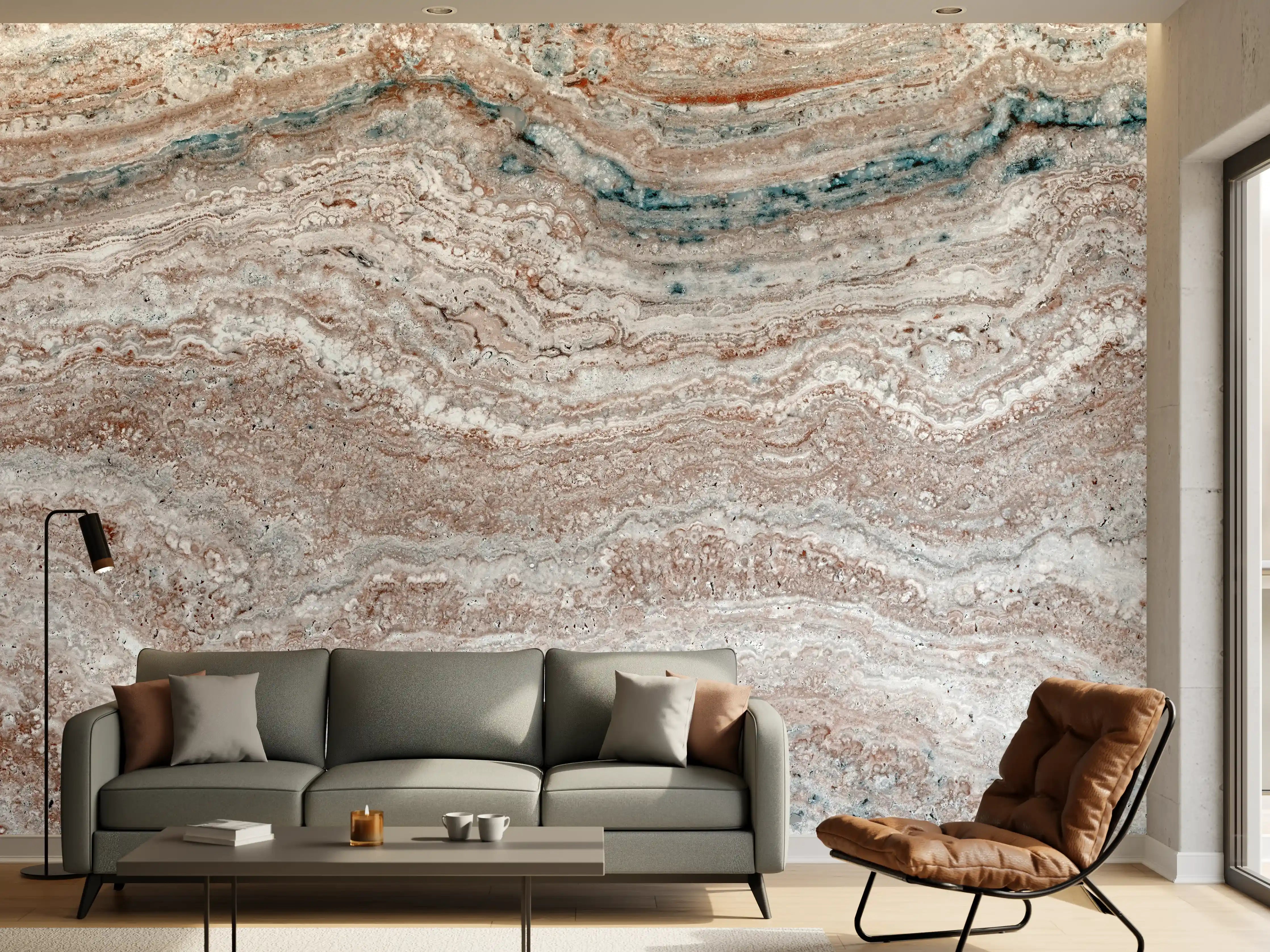 Wandverkleidung Wohnzimmer - Italienischer Marmortextur