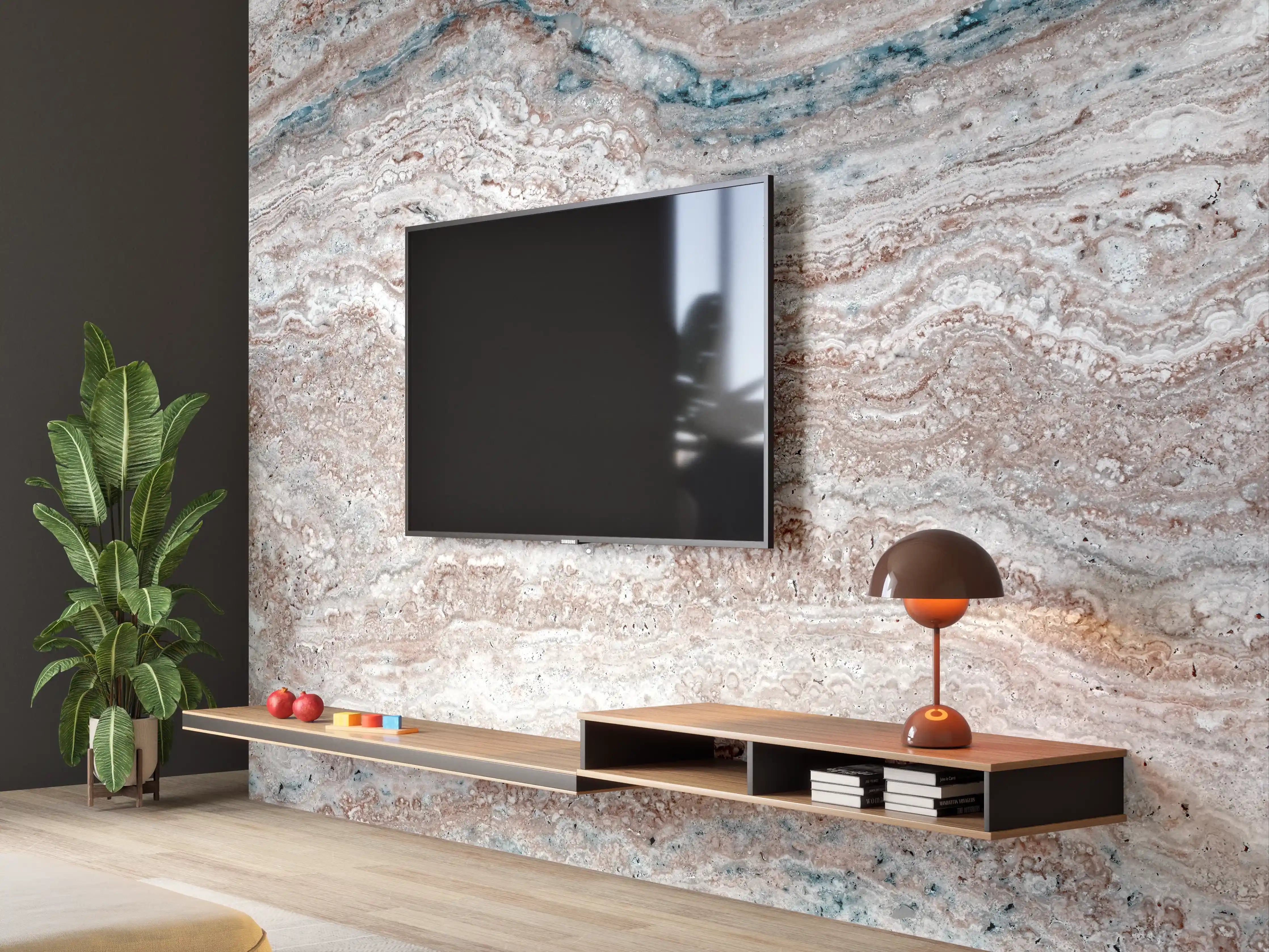 Wandverkleidung Wohnzimmer - Italienischer Marmortextur
