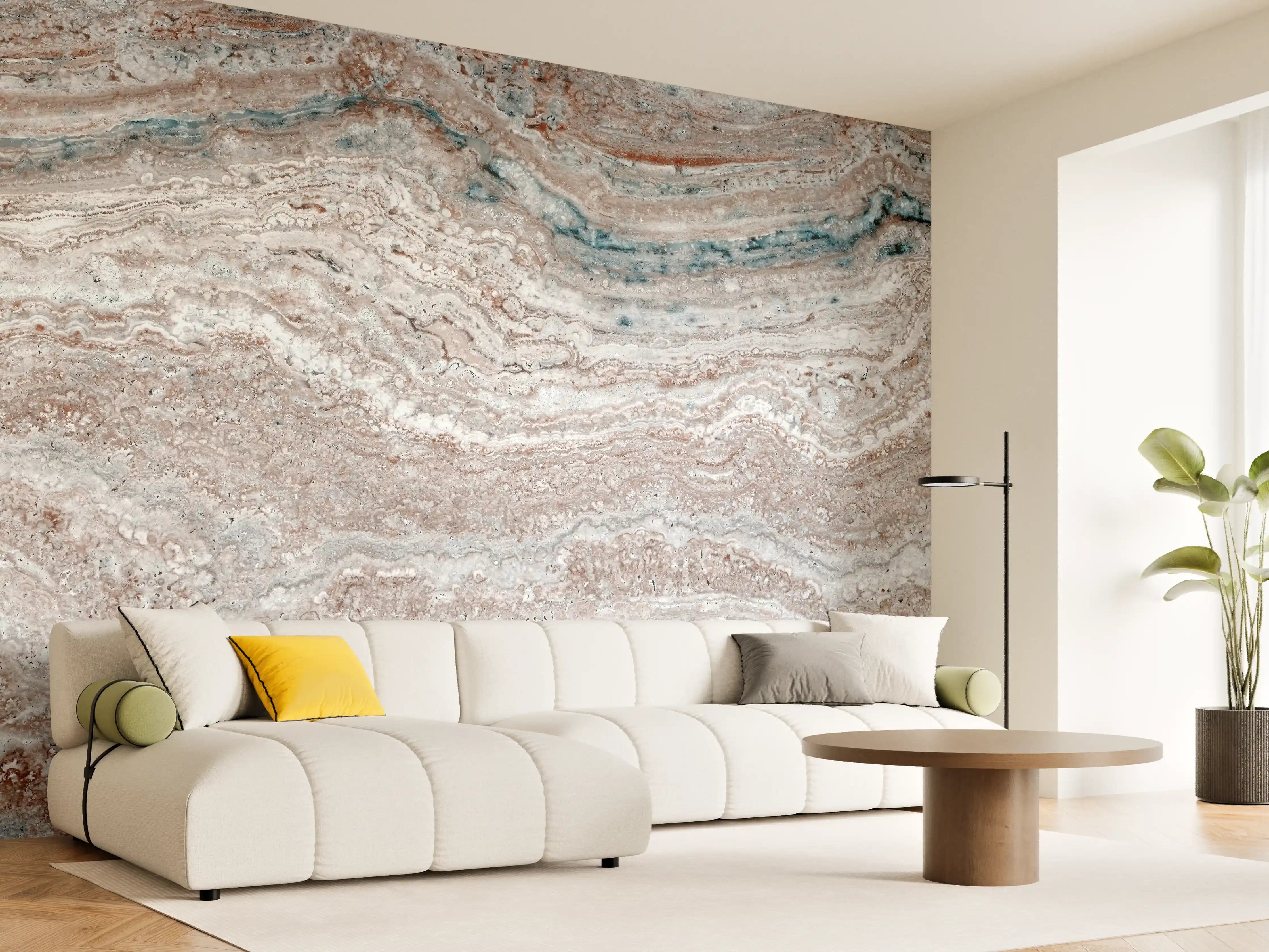Wandverkleidung Wohnzimmer - Italienischer Marmortextur