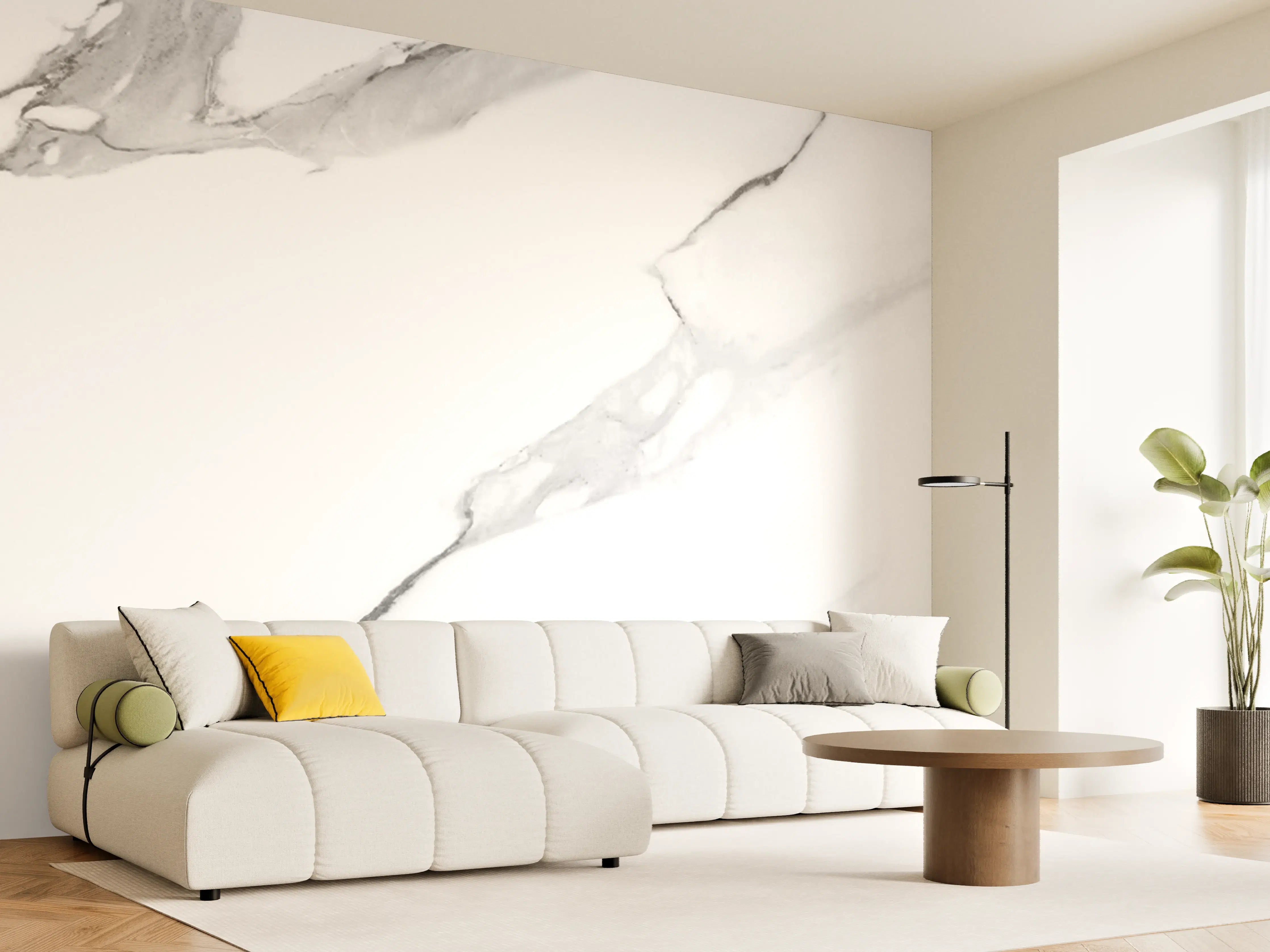 Wandverkleidung Wohnzimmer - Italienischer Statuario Marmor