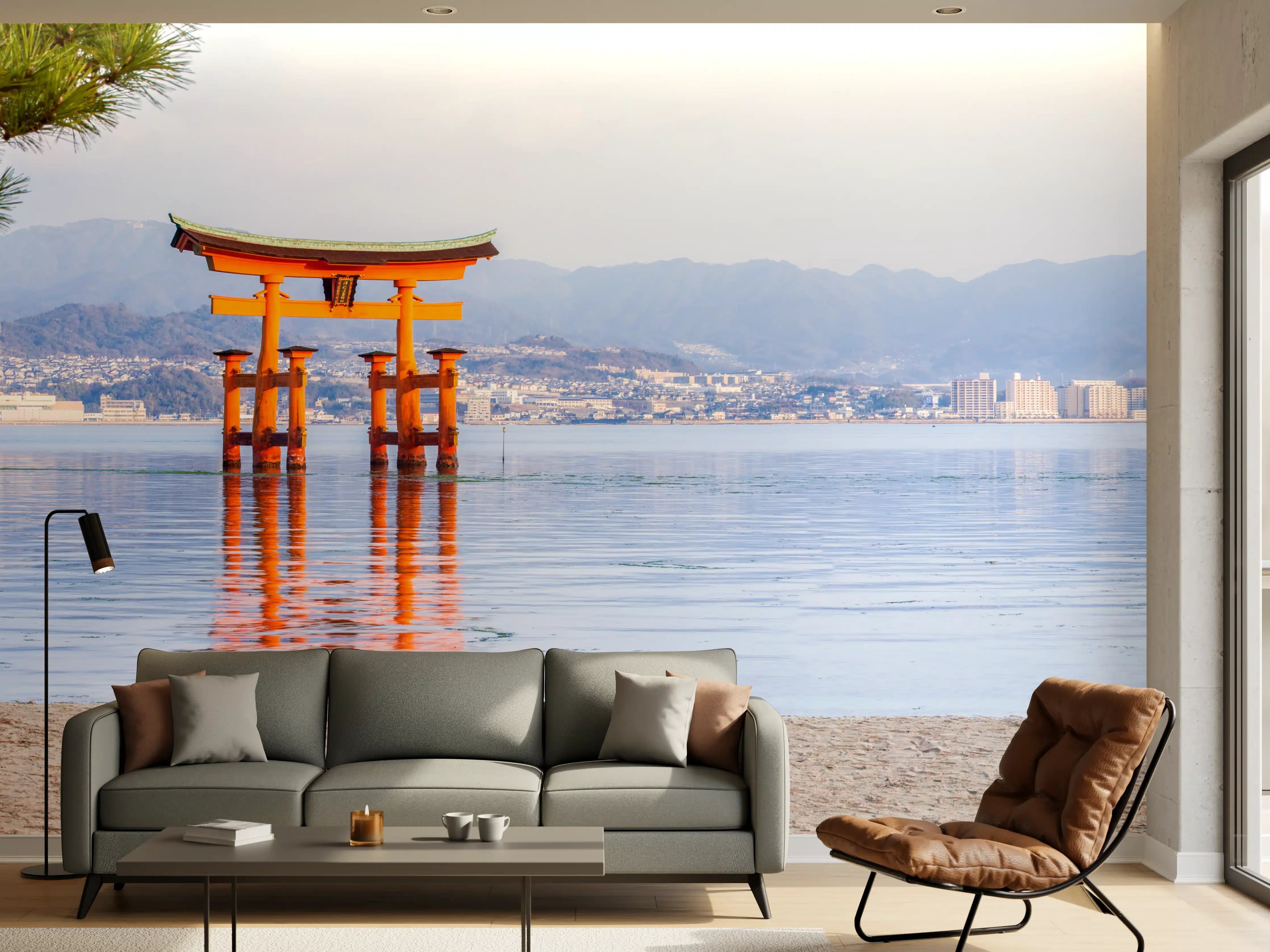 Wandverkleidung Wohnzimmer - Japanisches Torii am Meer