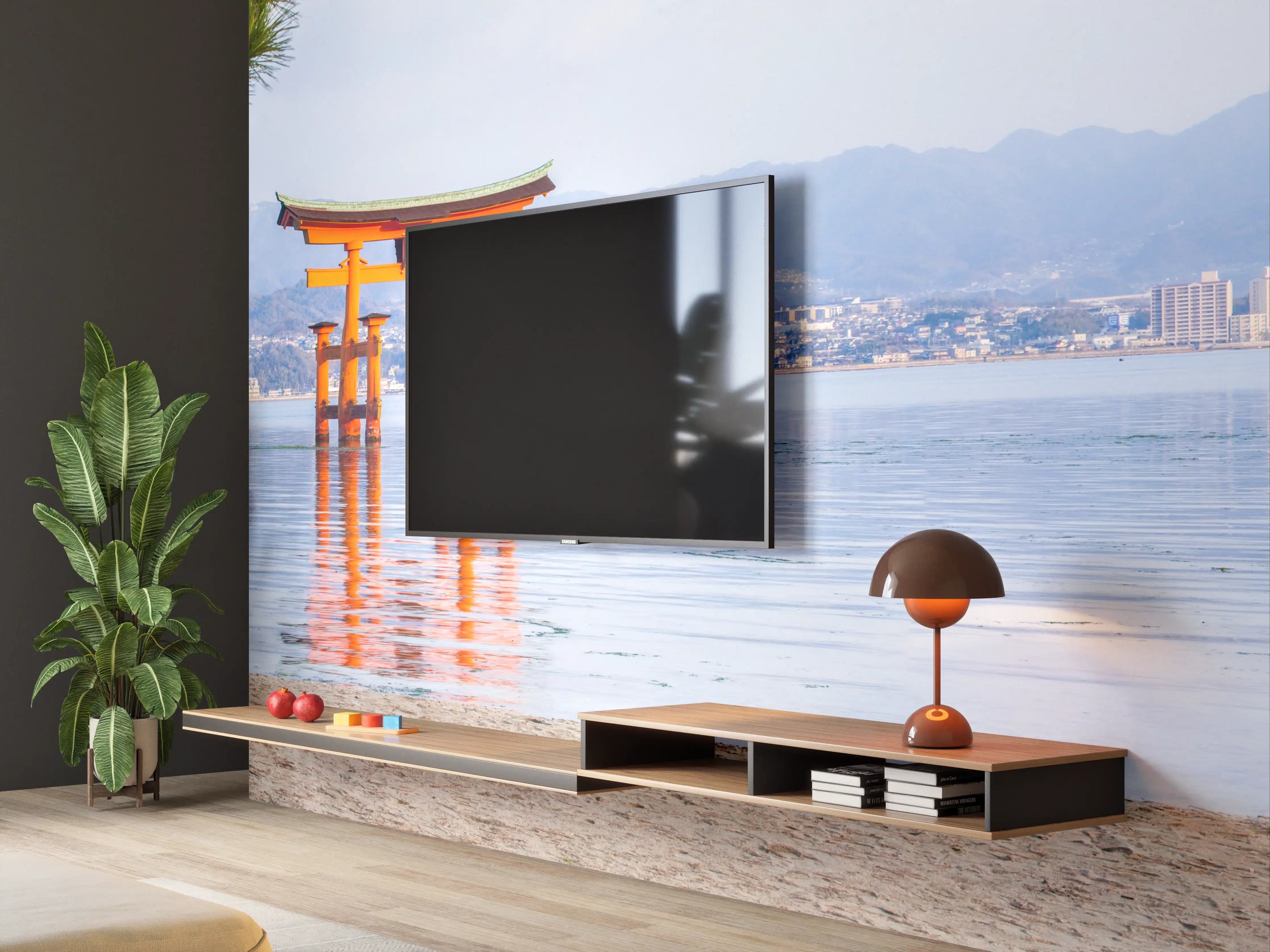 Wandverkleidung Wohnzimmer - Japanisches Torii am Meer