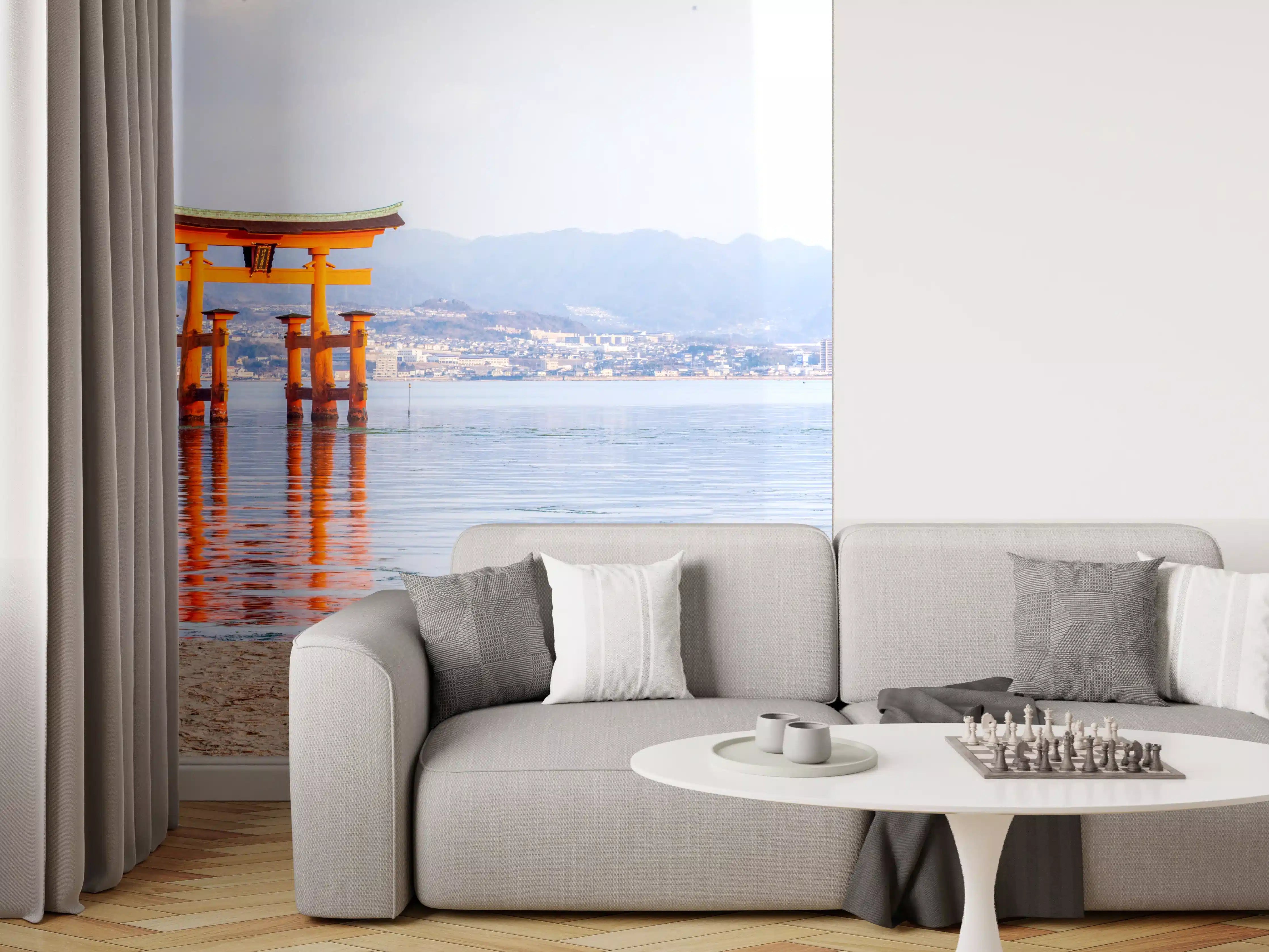 Wandverkleidung Wohnzimmer - Japanisches Torii am Meer