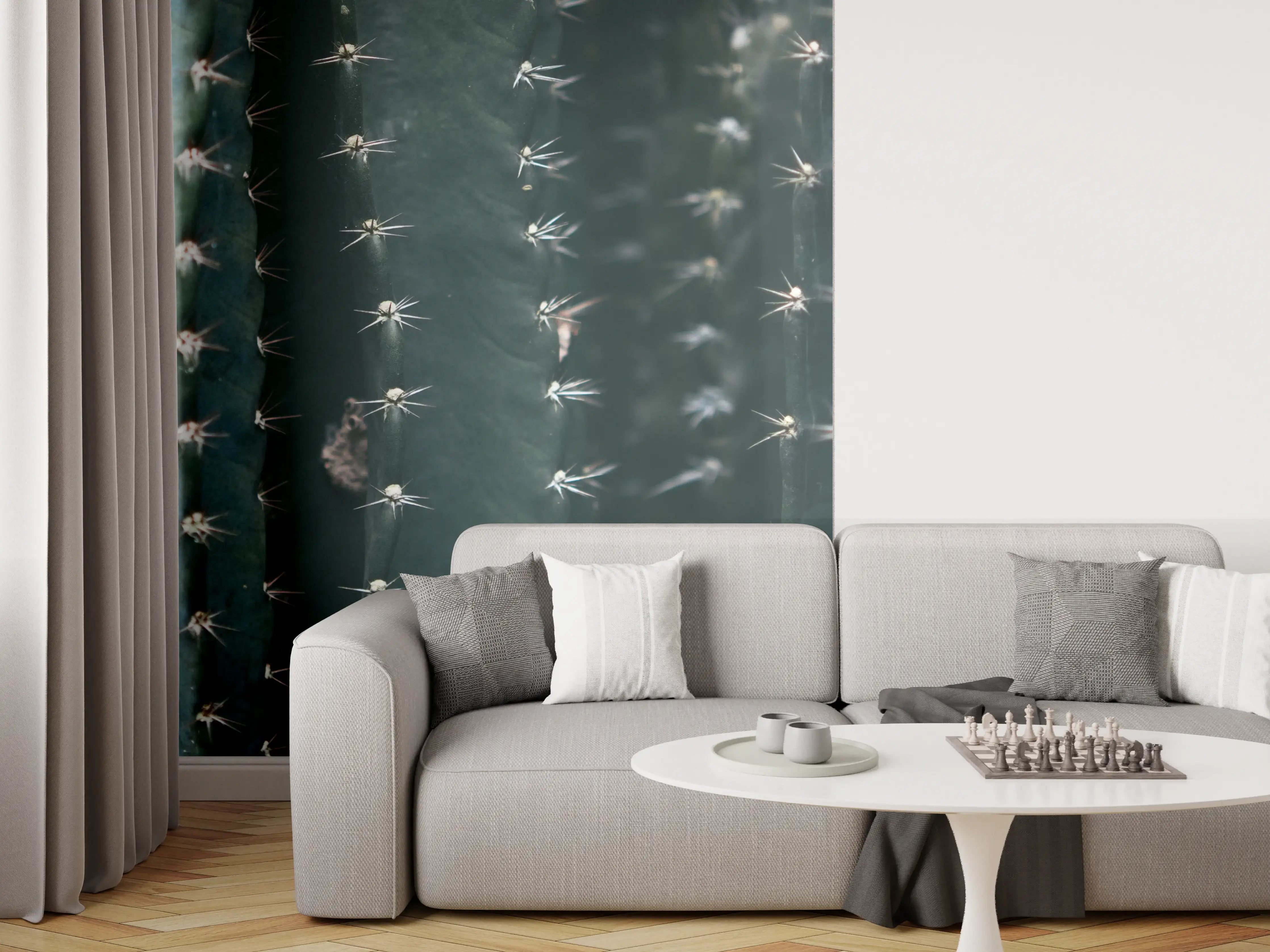 Wandverkleidung Wohnzimmer - Kaktus im Detail