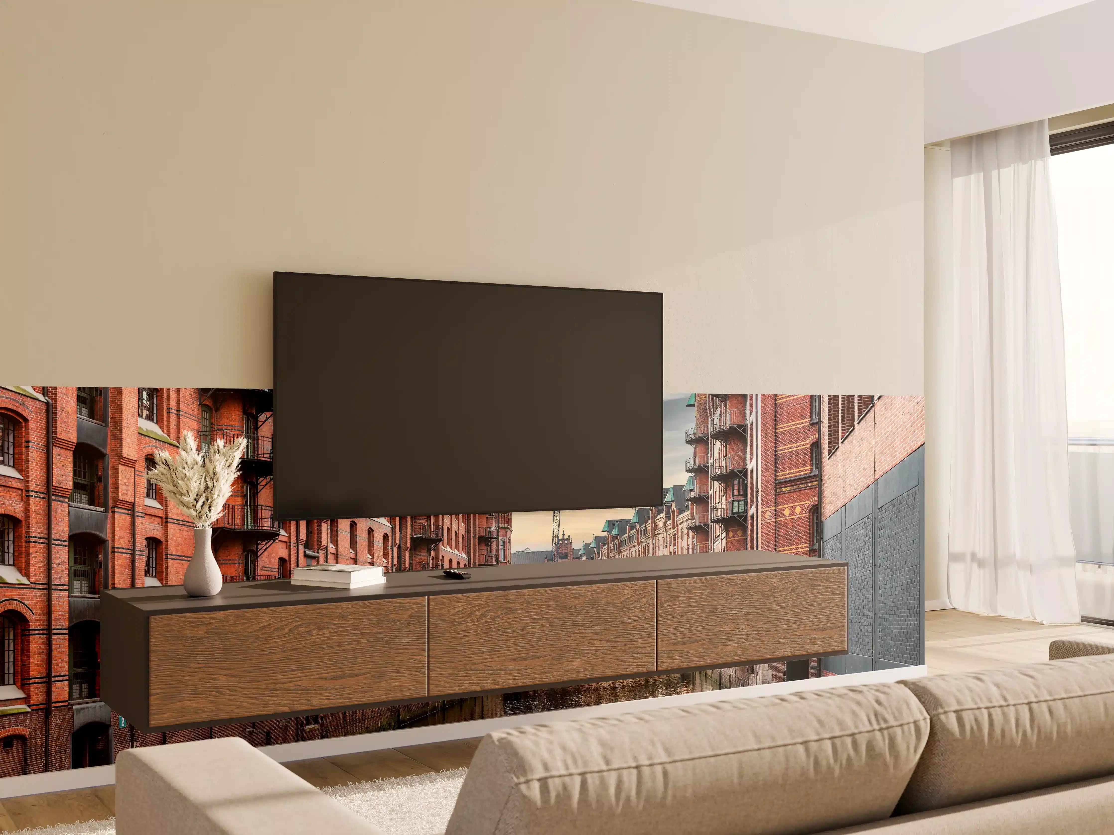 Wandverkleidung Wohnzimmer - Kanal in der alten Speicherstadt