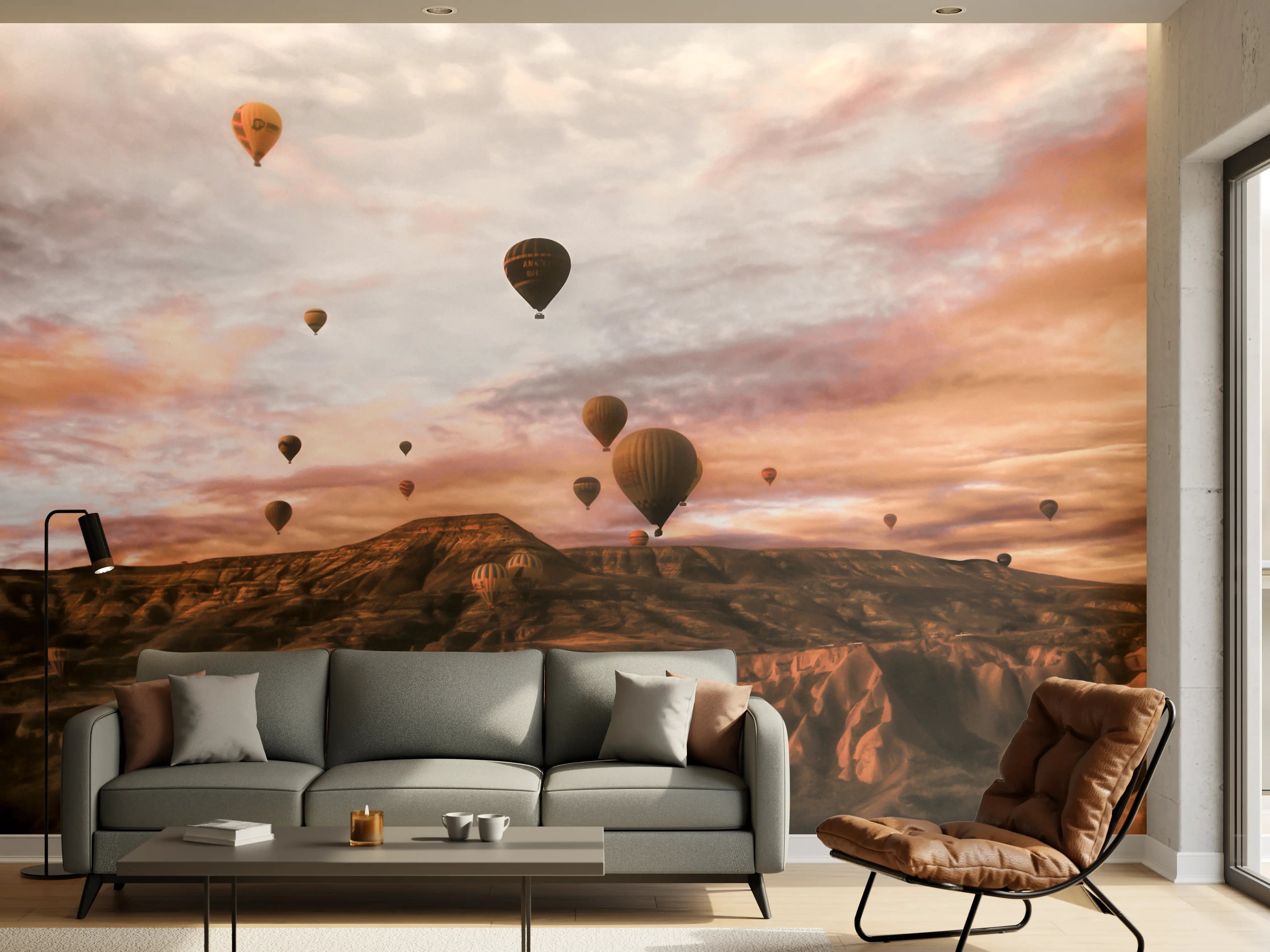 Wandverkleidung Wohnzimmer - Kappadokien - Heißluft Ballons