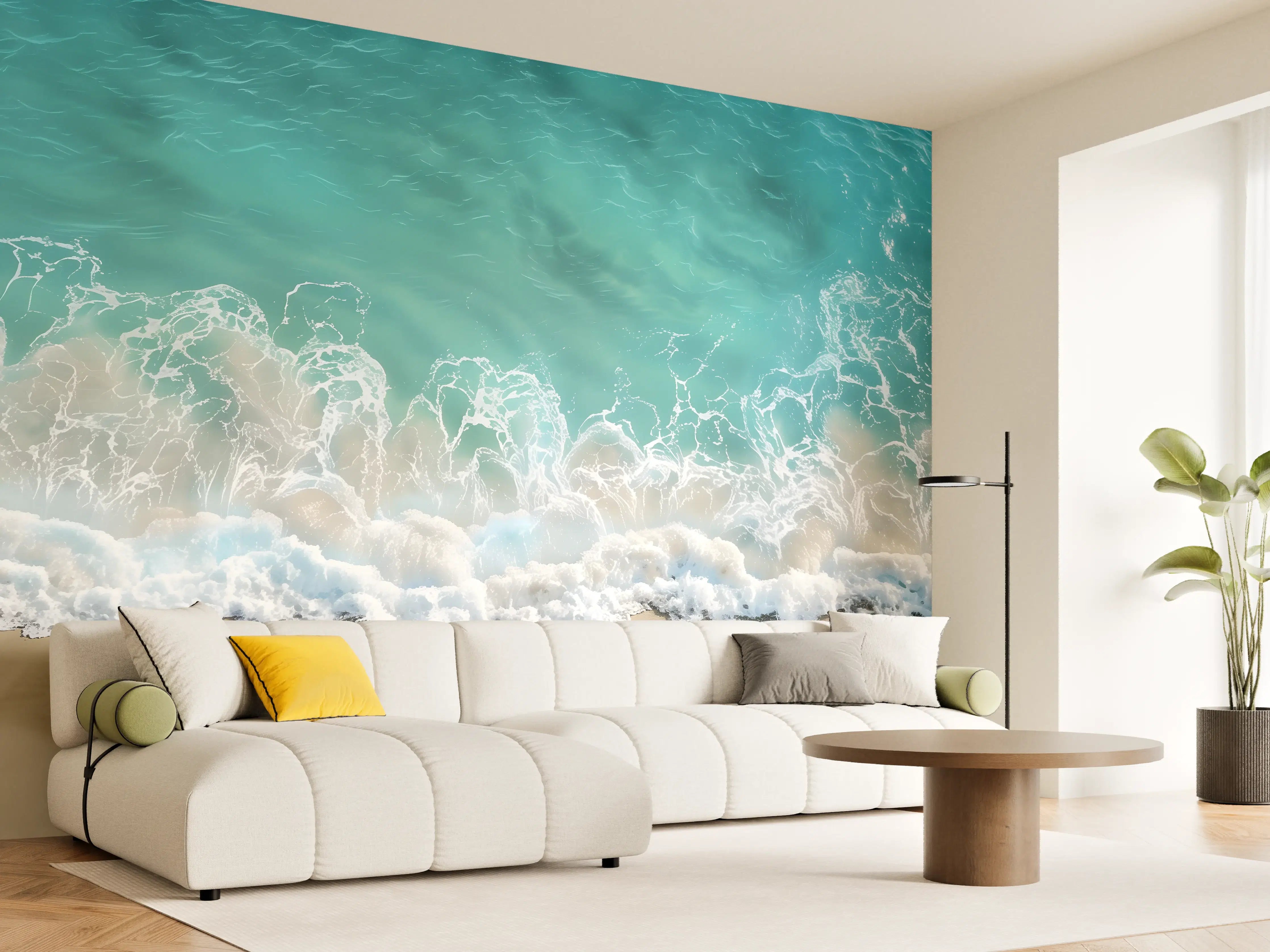 Wandverkleidung Wohnzimmer - Karibik Strand mit türkisblauem Wasser