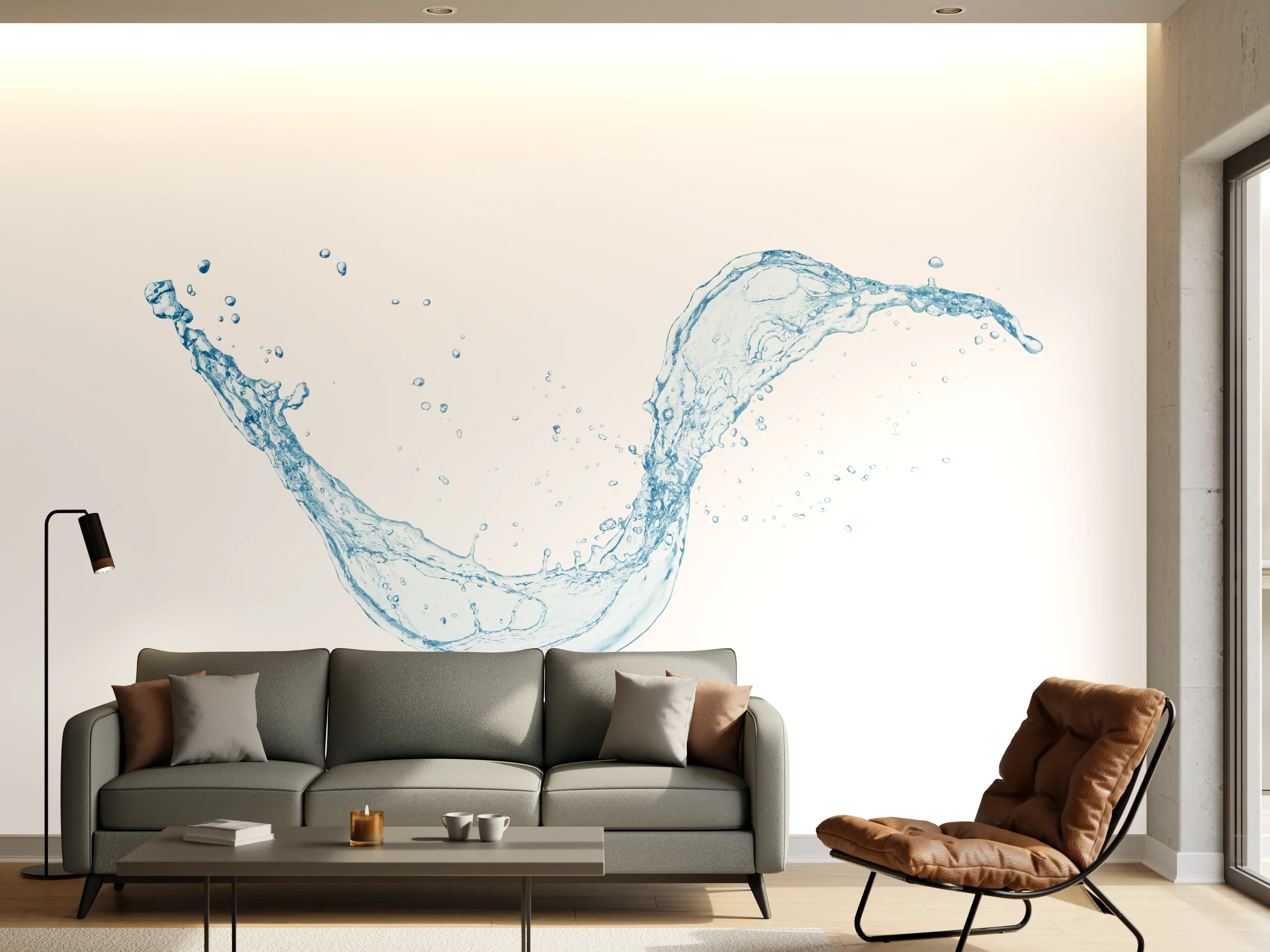 Wandverkleidung Wohnzimmer - Klares Wasser Spritzbild