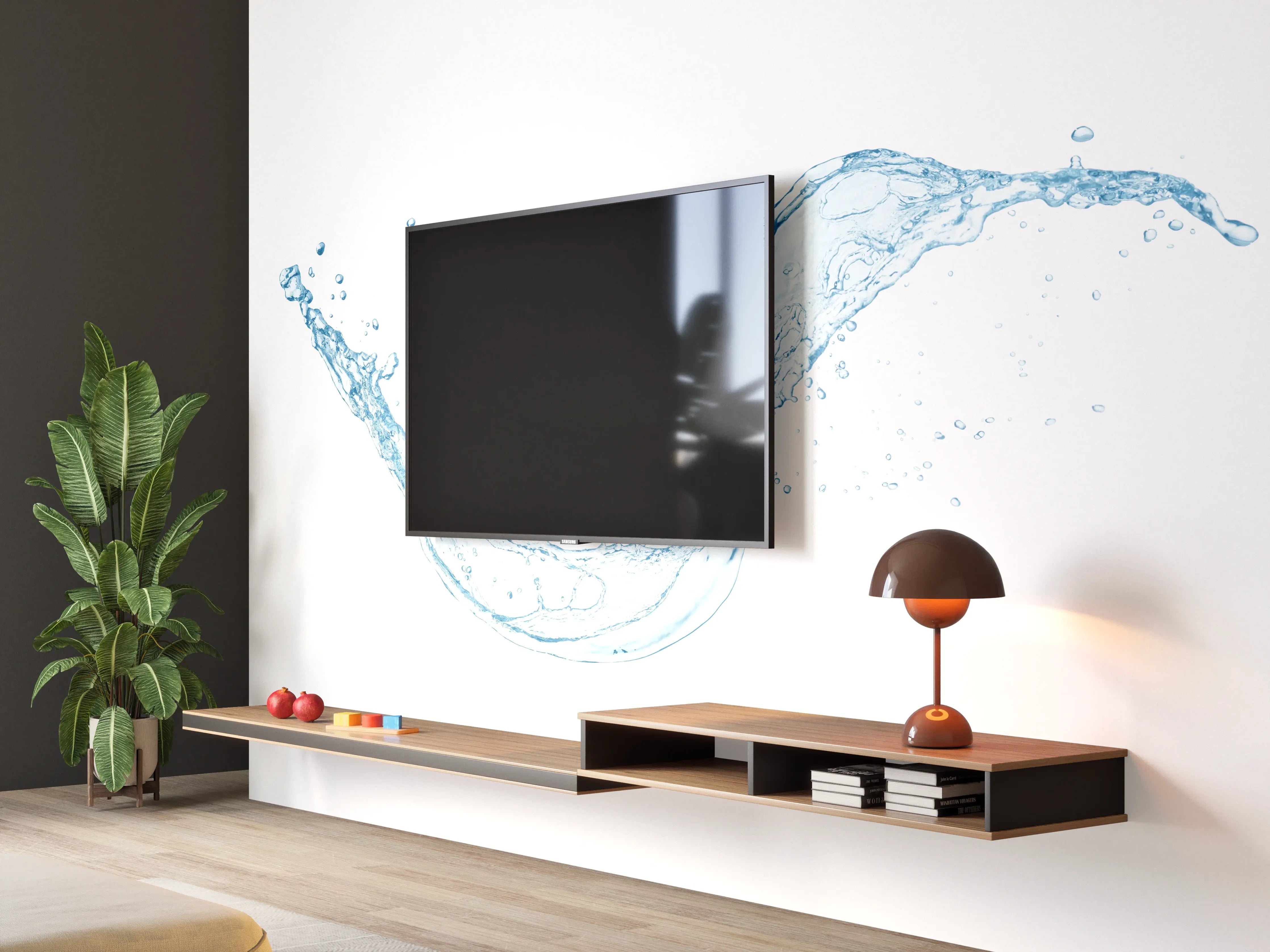 Wandverkleidung Wohnzimmer - Klares Wasser Spritzbild